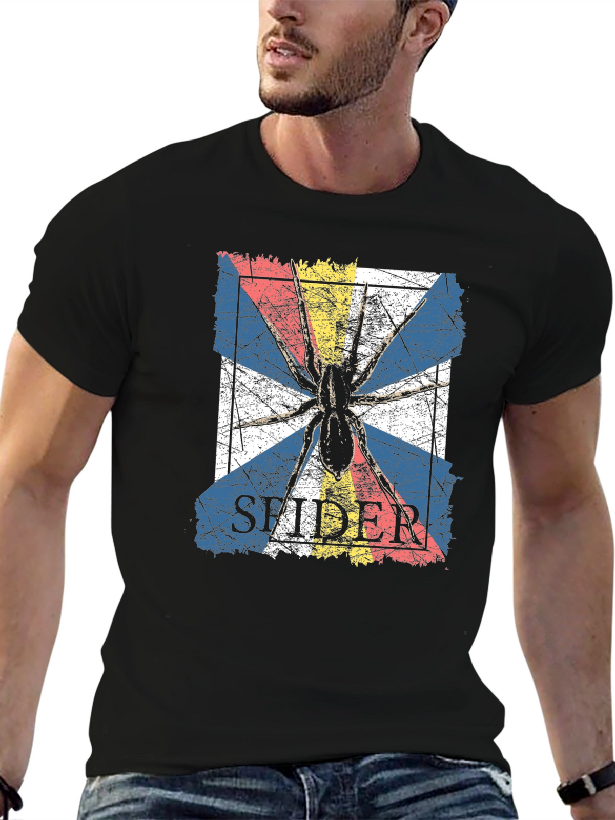 Spider Graphic Tee - Grunge Retro Design