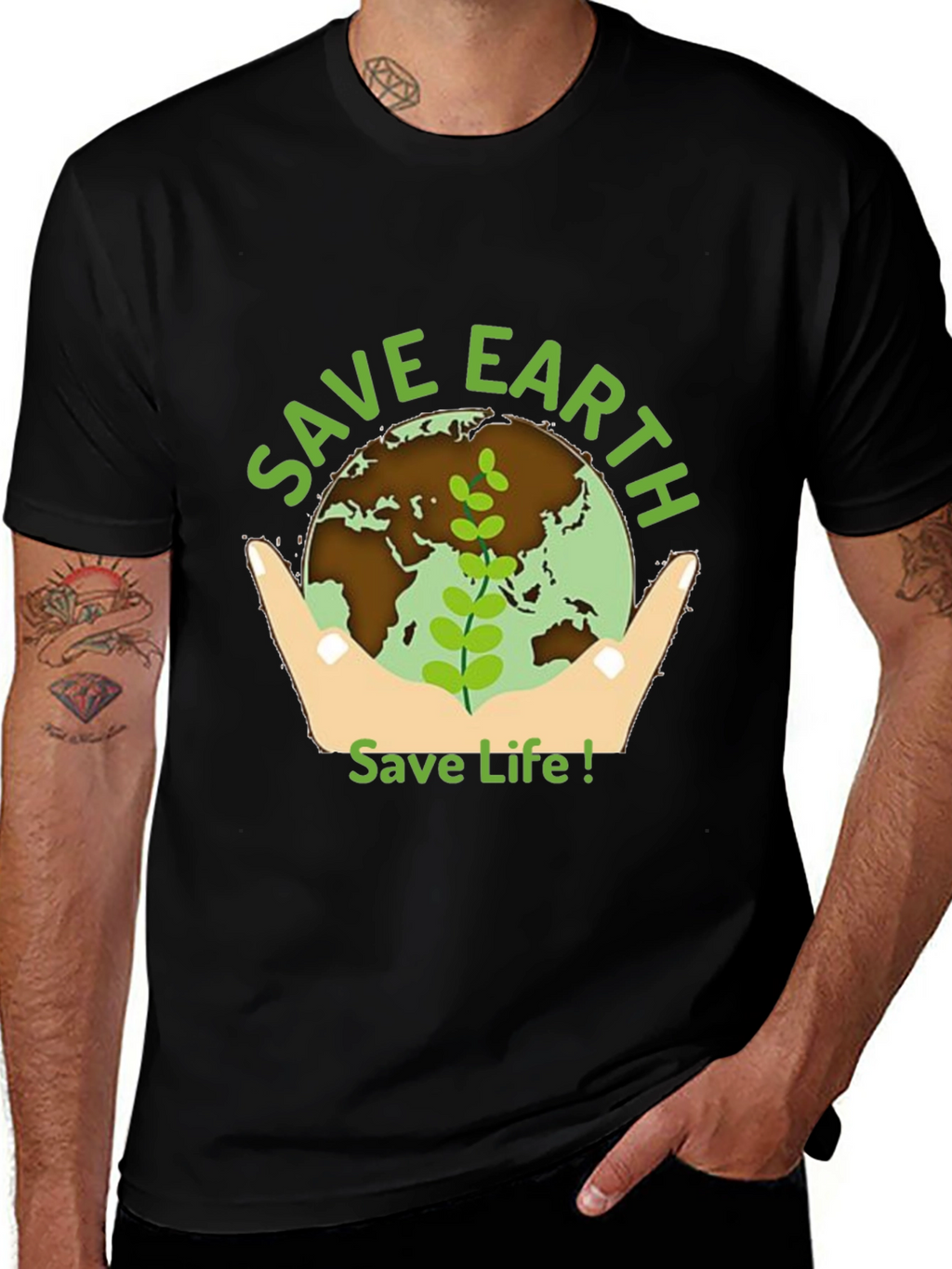 Save Earth Graphic Tee - Black