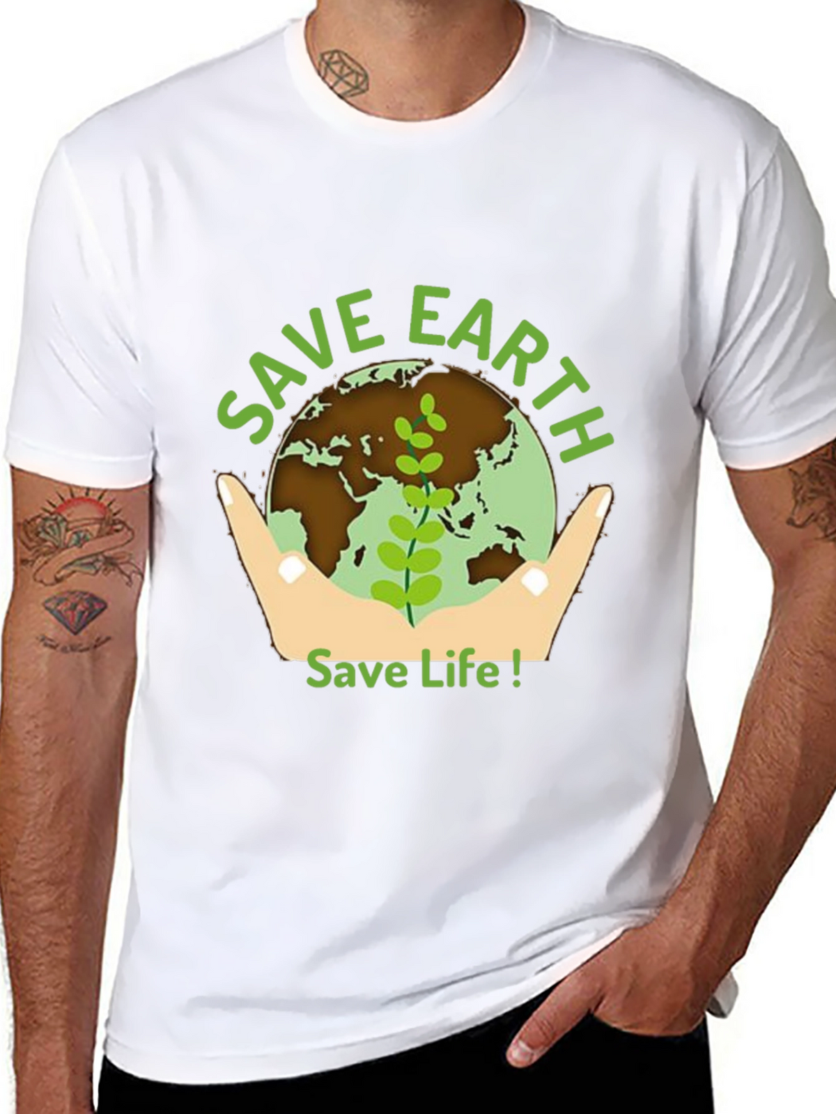 Save Earth Graphic Tee - Black