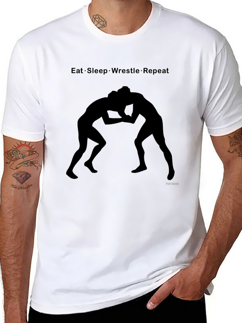 Eat Sleep Wrestle Repeat Black T-Shirt