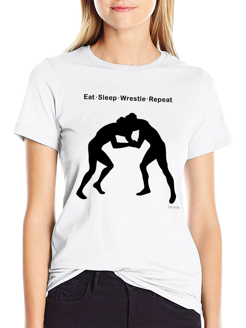 Eat Sleep Wrestle Repeat Black T-Shirt