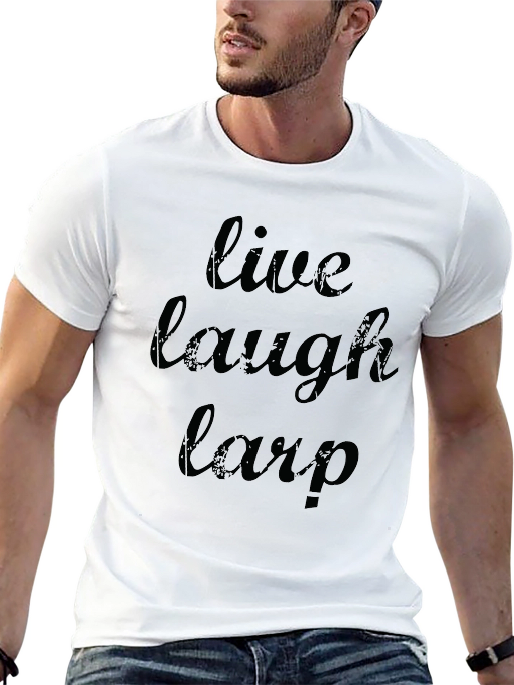 Live Laugh Larp Black Graphic T-Shirt