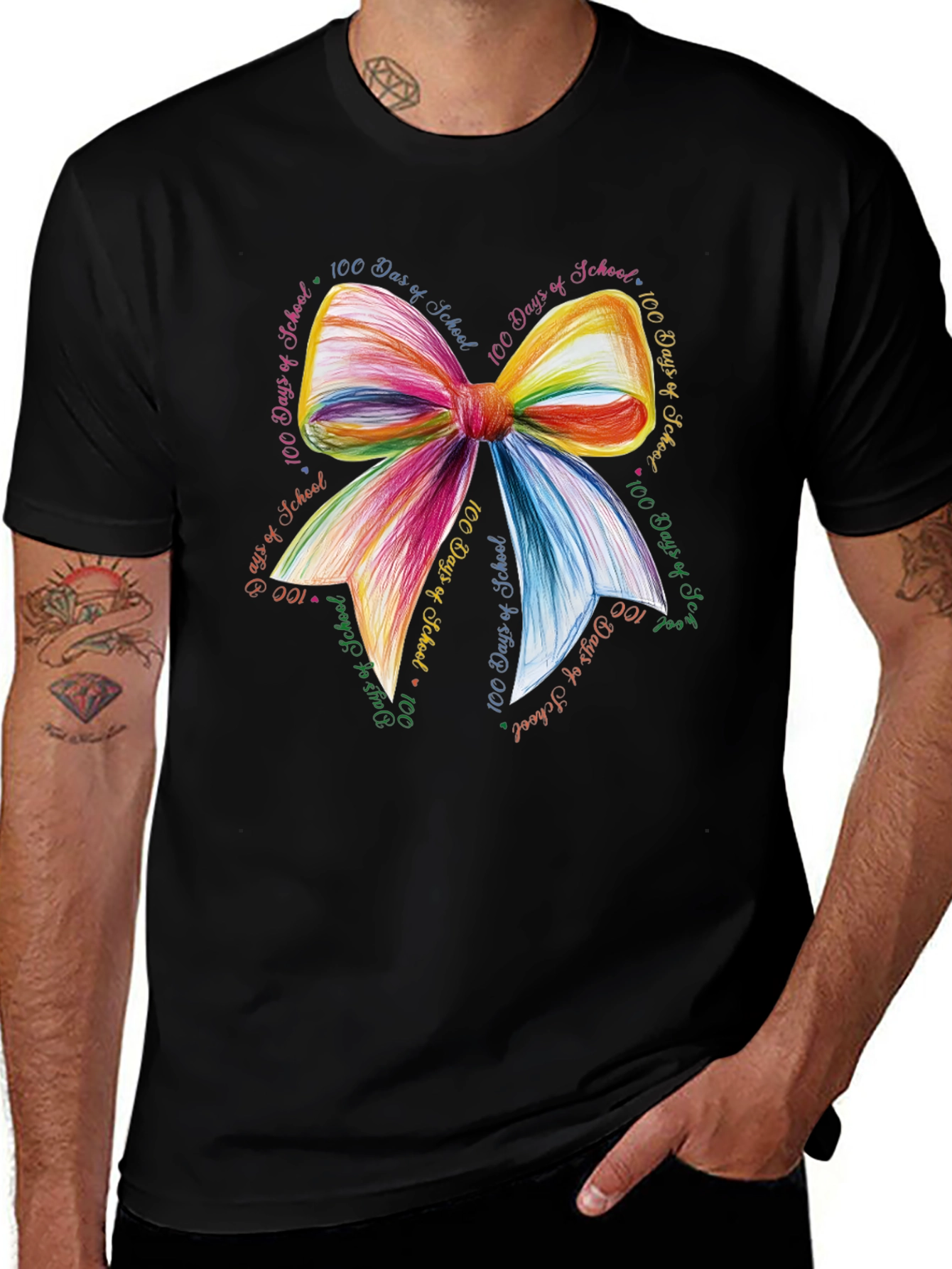 100 Days of School Rainbow Bow T-Shirt