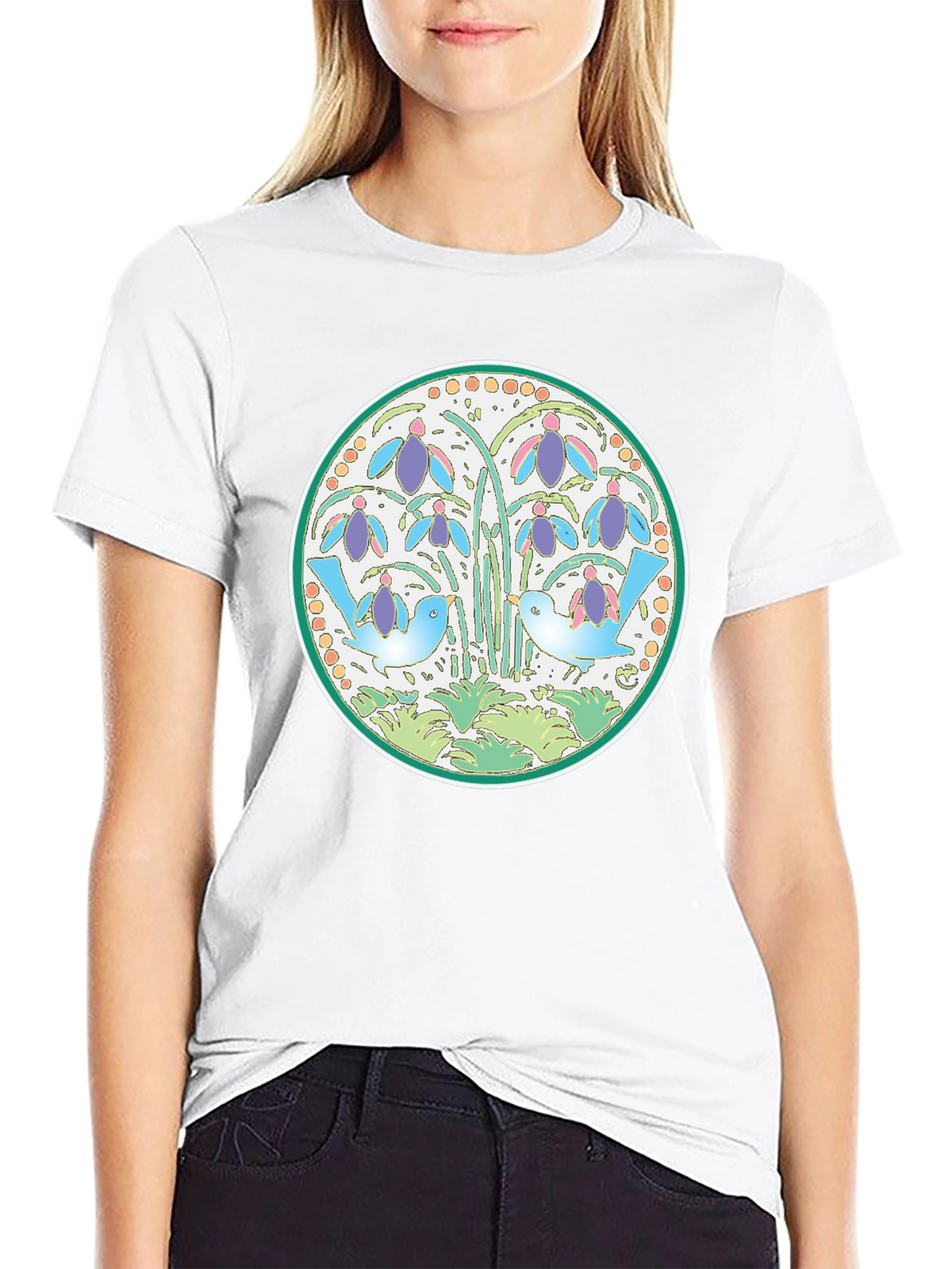 Nature Birds Graphic Tee - Black