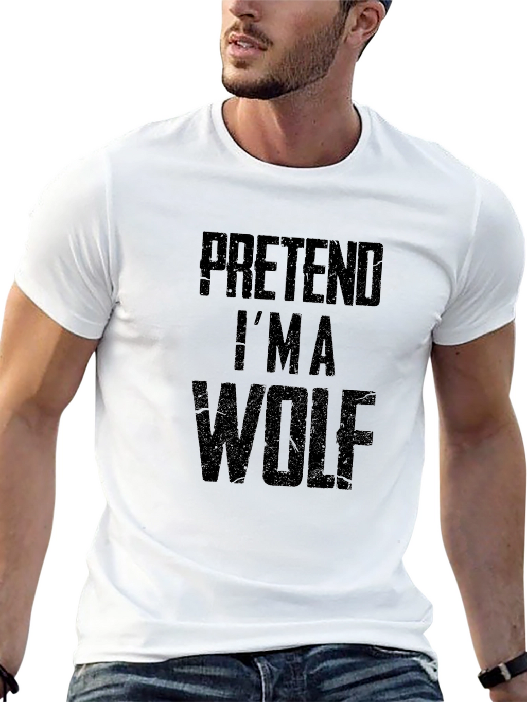 Pretend Im a Wolf Funny Black T-Shirt