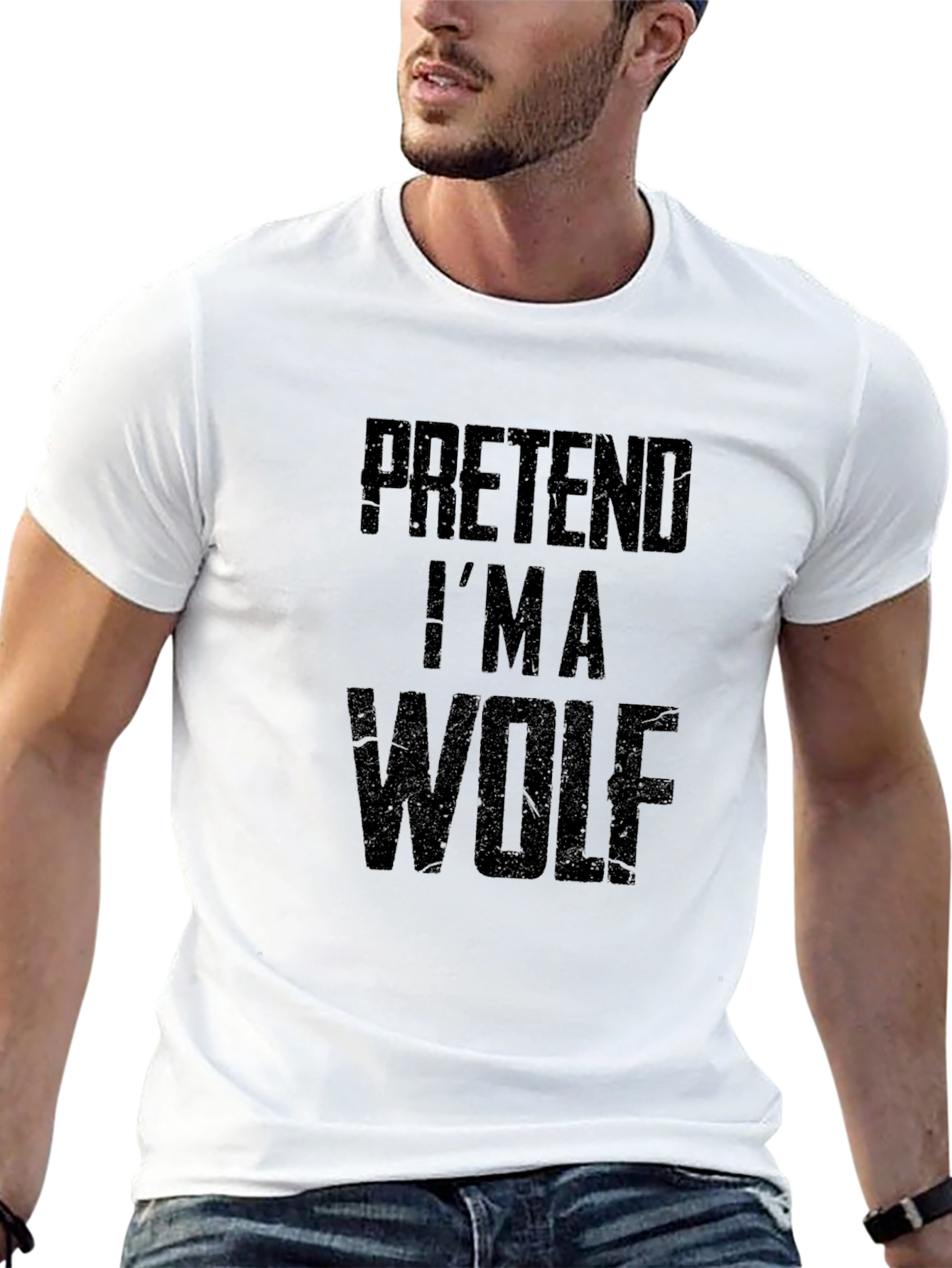 Pretend Im a Wolf Funny Black T-Shirt
