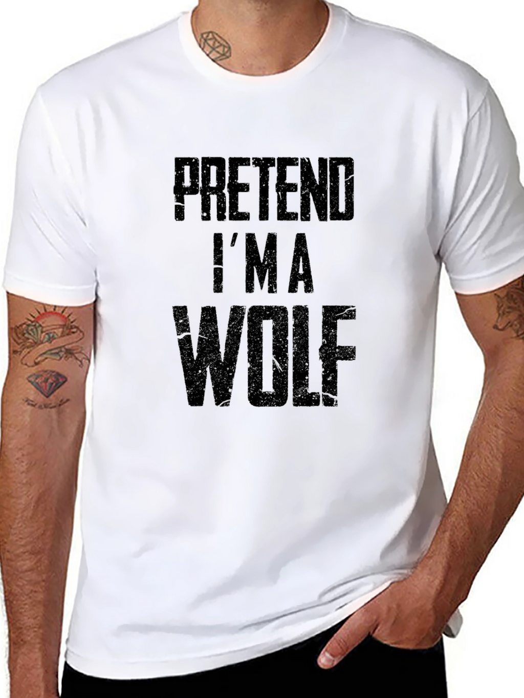 Pretend Im a Wolf Funny Black T-Shirt