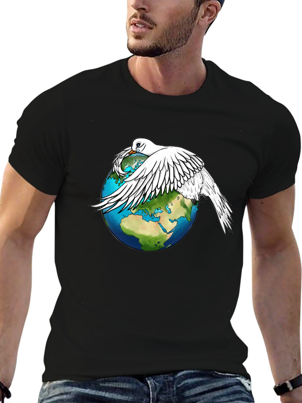Peace Dove on Earth Graphic Tee - Black