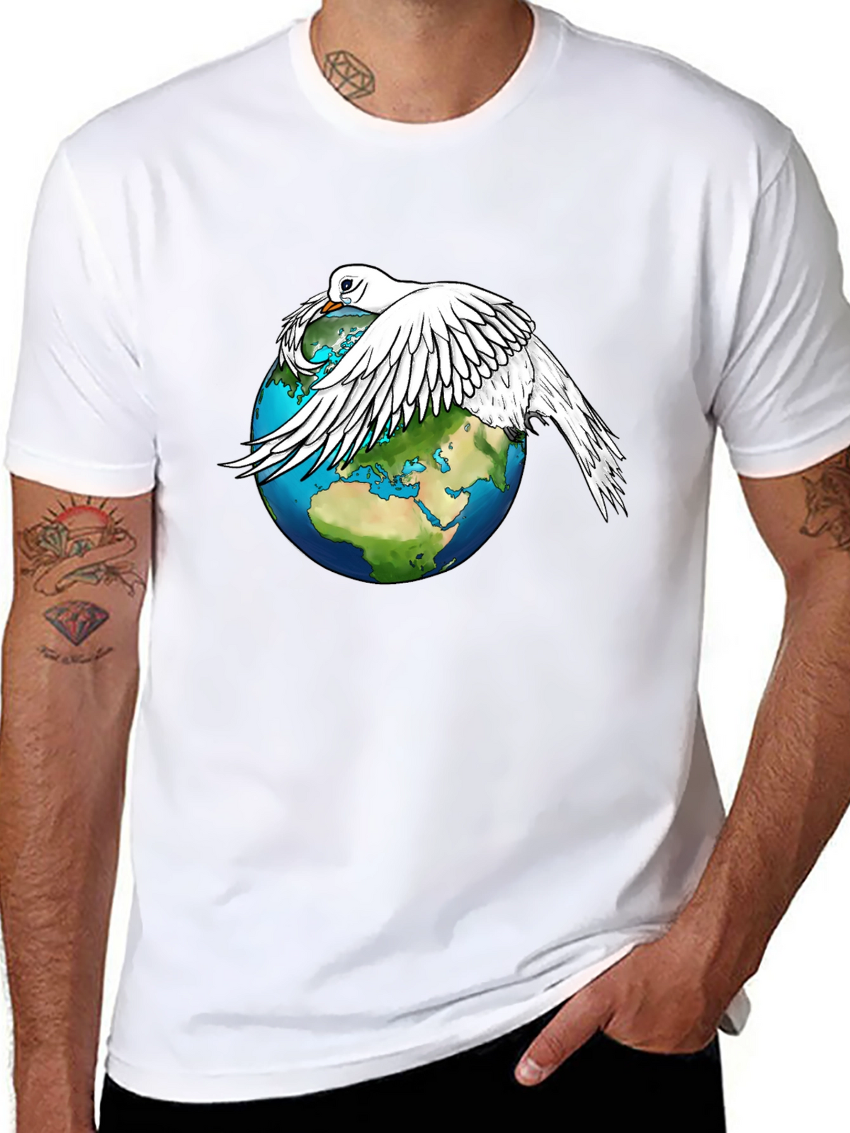 Peace Dove on Earth Graphic Tee - Black