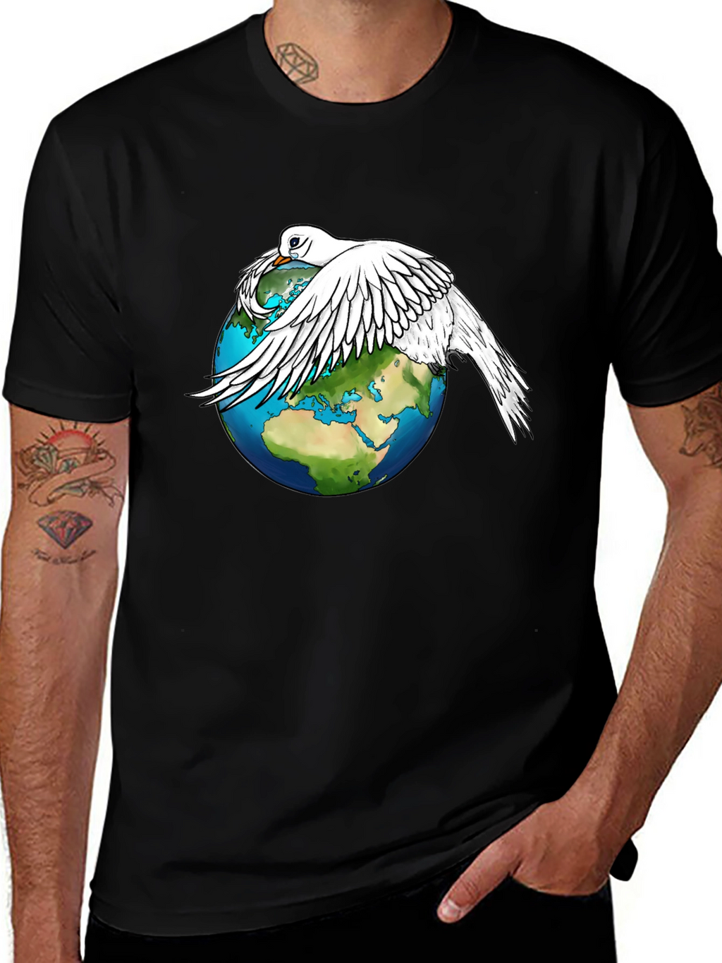 Peace Dove on Earth Graphic Tee - Black