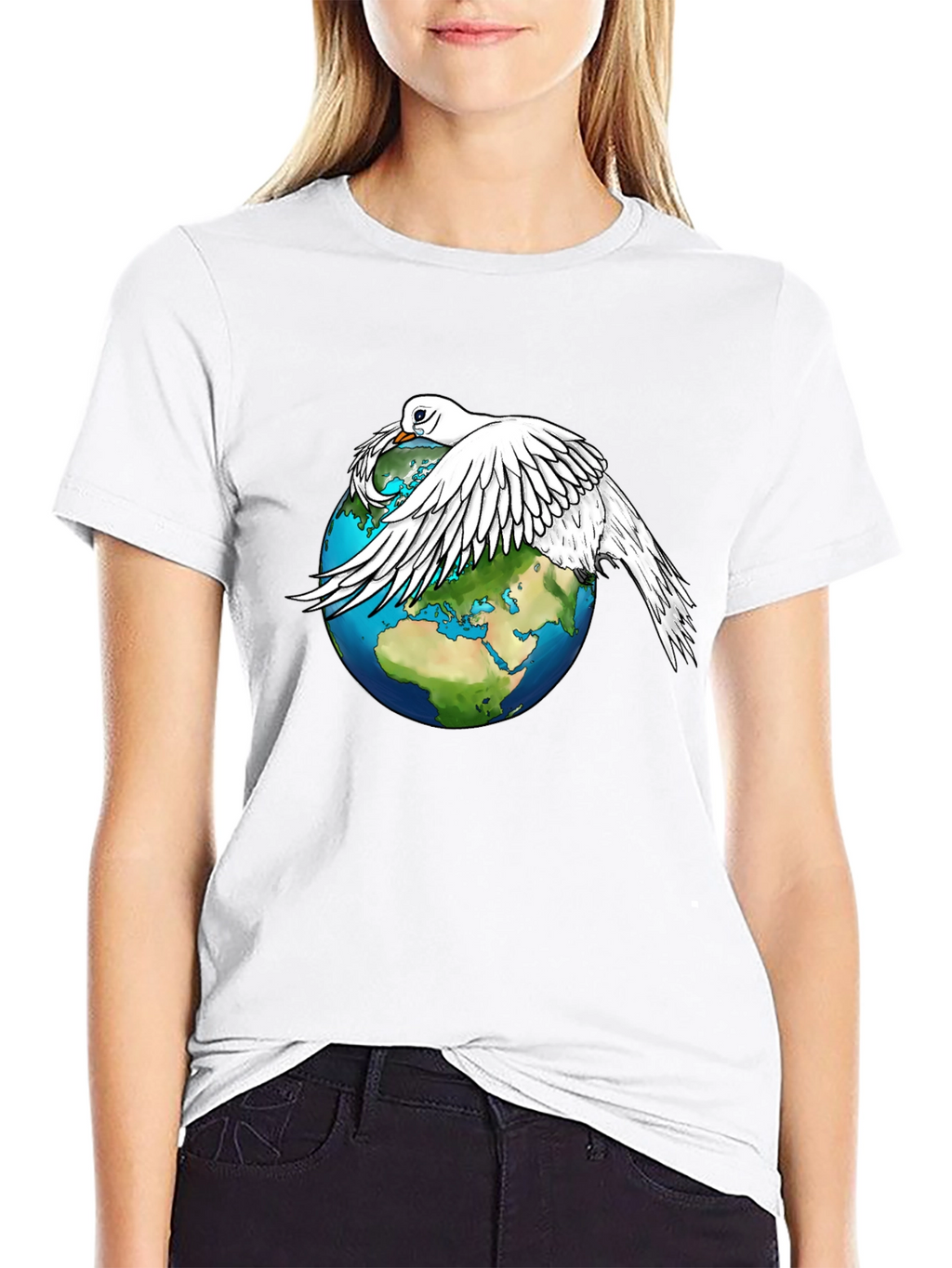 Peace Dove on Earth Graphic Tee - Black