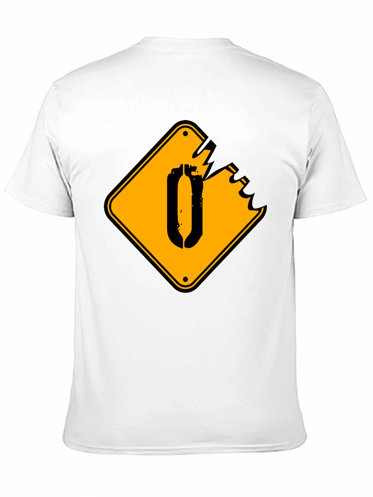 Black T-Shirt with Yellow Damaged Sign Graphic