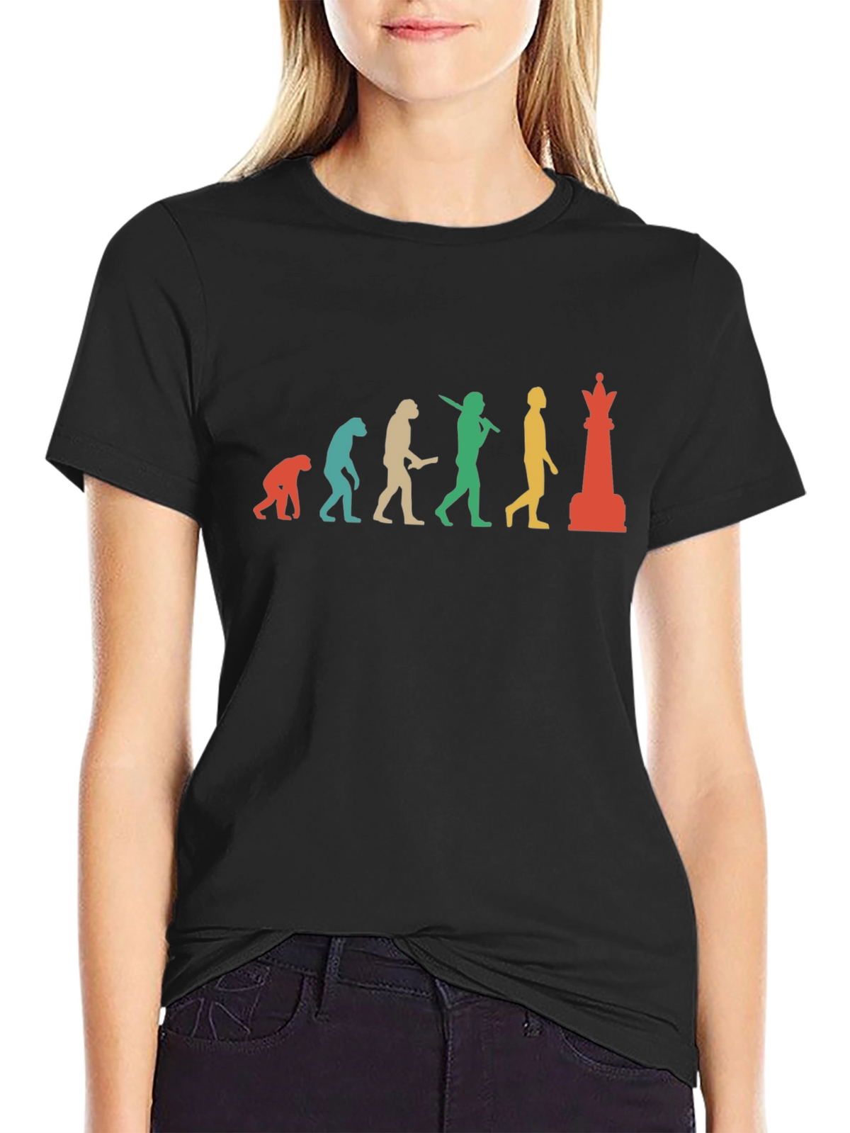 Chess Evolution Graphic Tee - Black Cotton T-Shirt