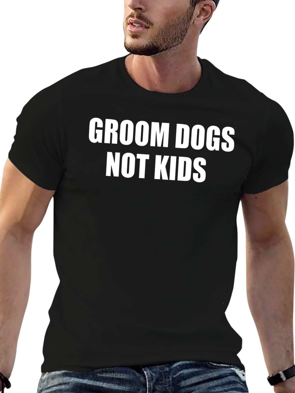 Groom Dogs Not Kids Black T-Shirt