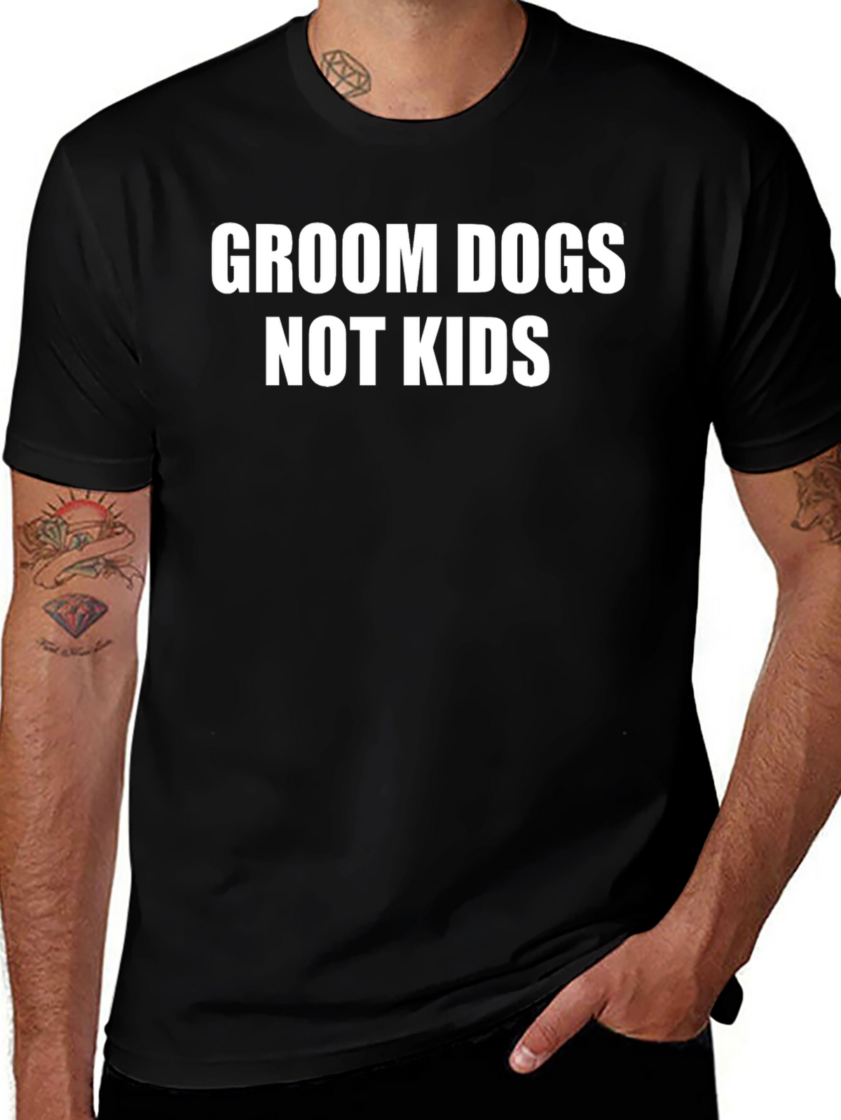 Groom Dogs Not Kids Black T-Shirt