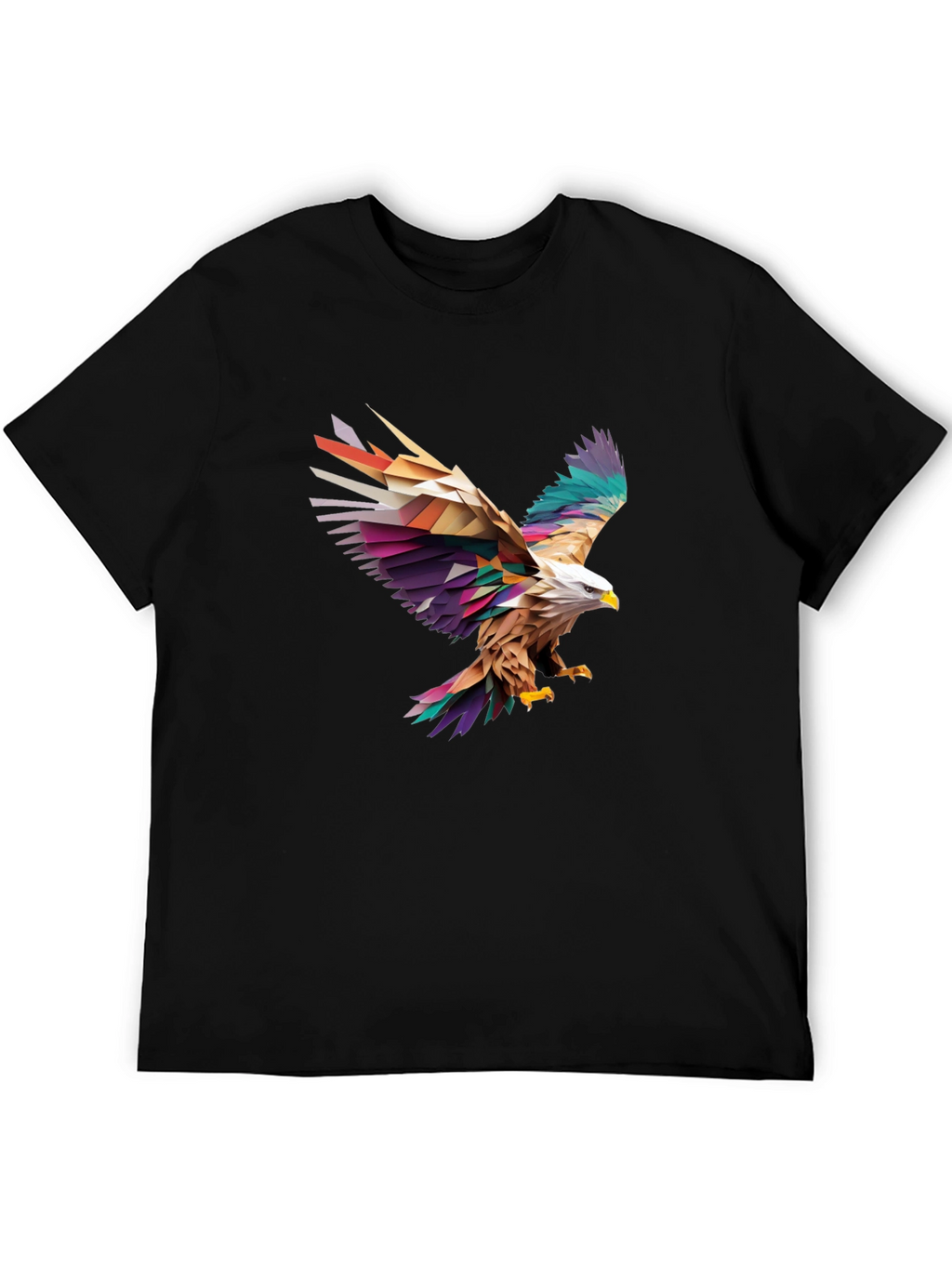 Geometric Eagle Graphic Black T-Shirt