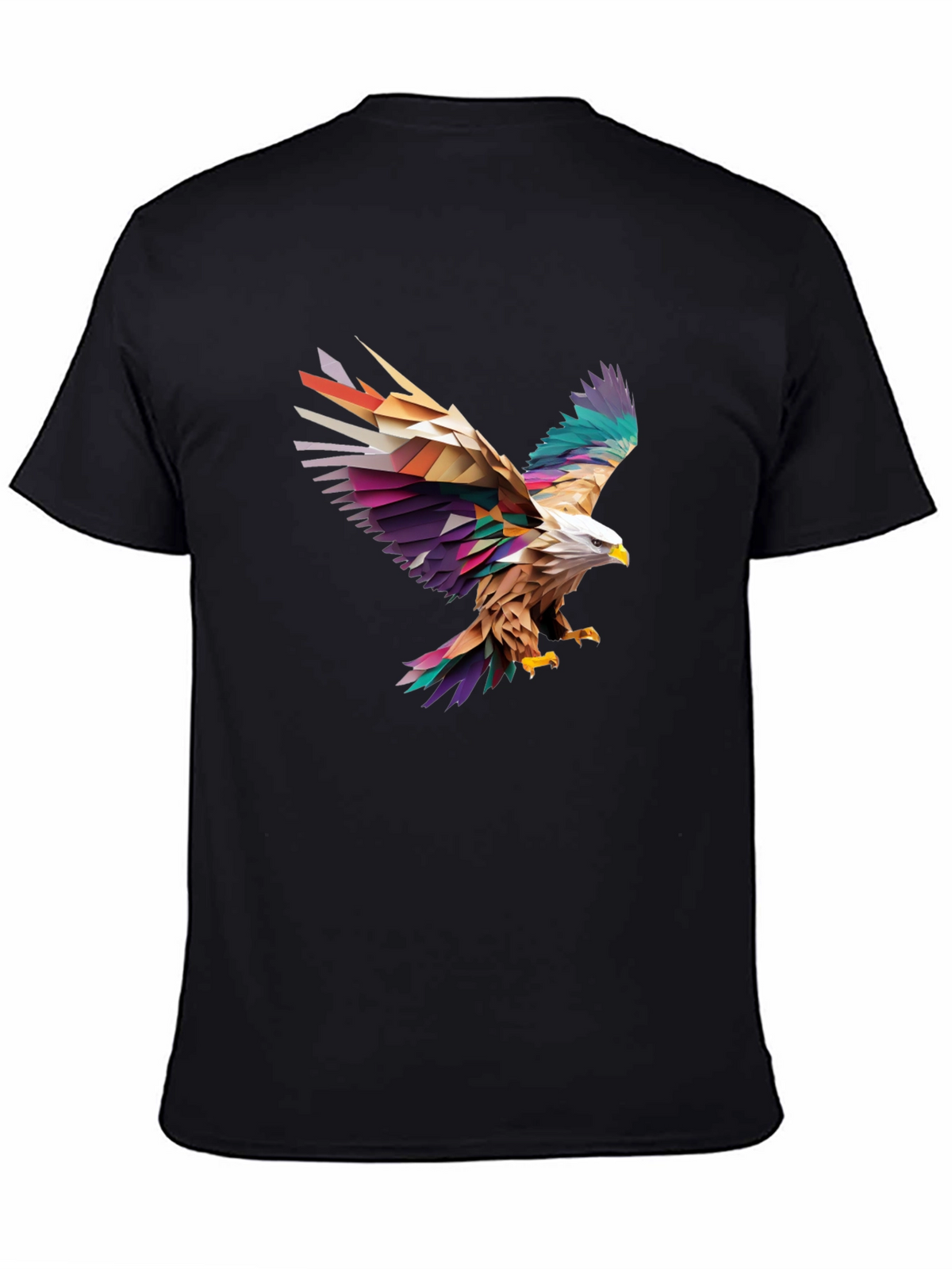 Geometric Eagle Graphic Black T-Shirt