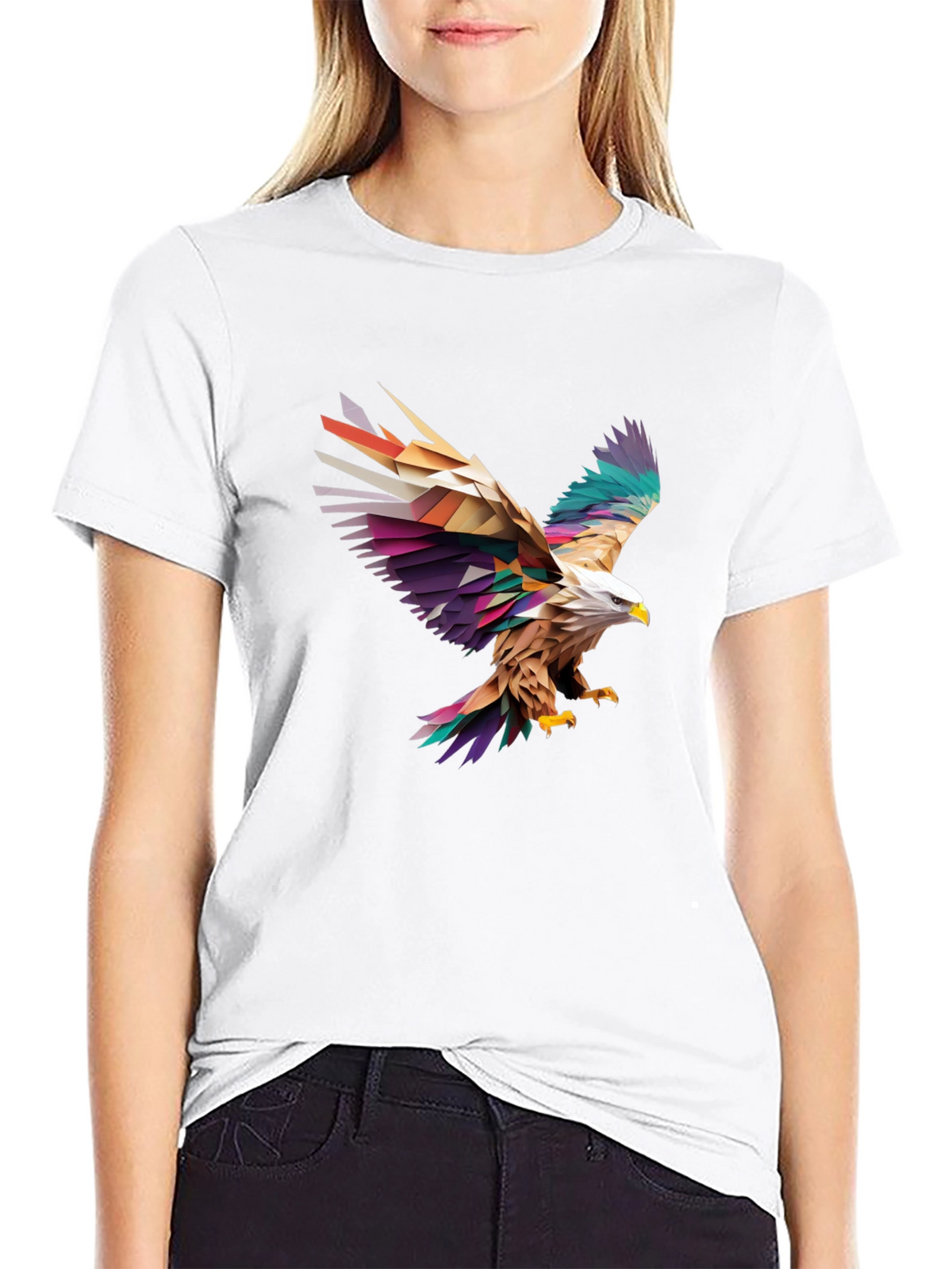 Geometric Eagle Graphic Black T-Shirt