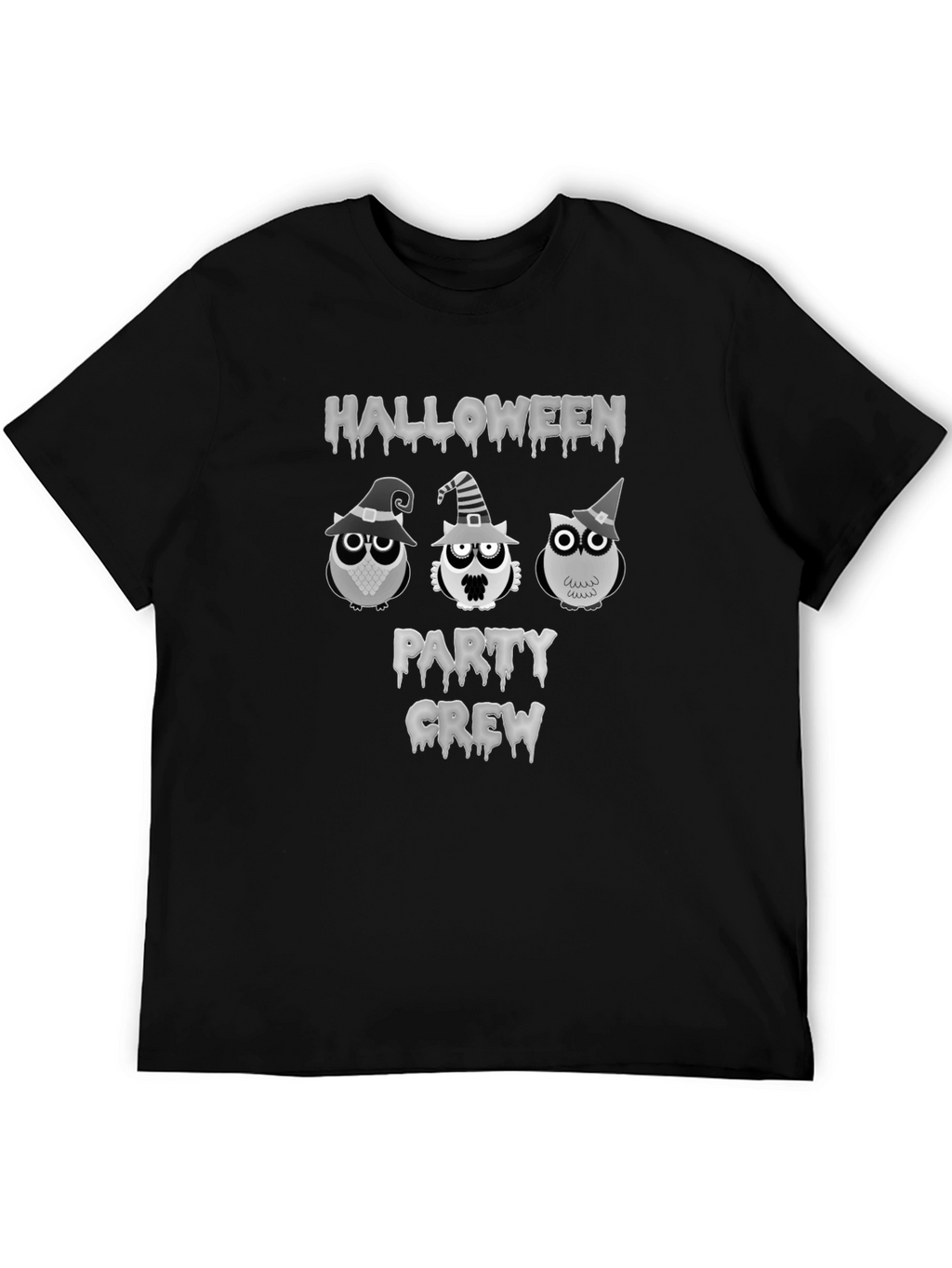 Halloween Owls Party Crew Black T-Shirt