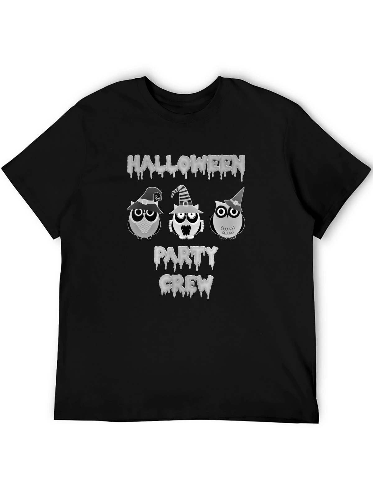 Halloween Owls Party Crew Black T-Shirt