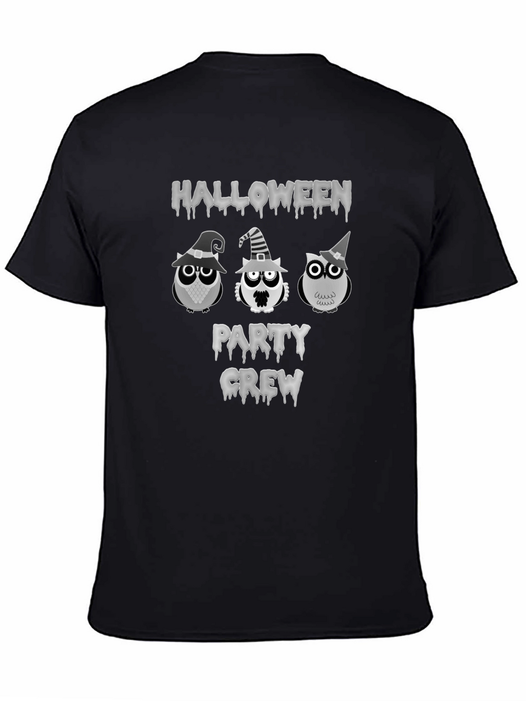 Halloween Owls Party Crew Black T-Shirt