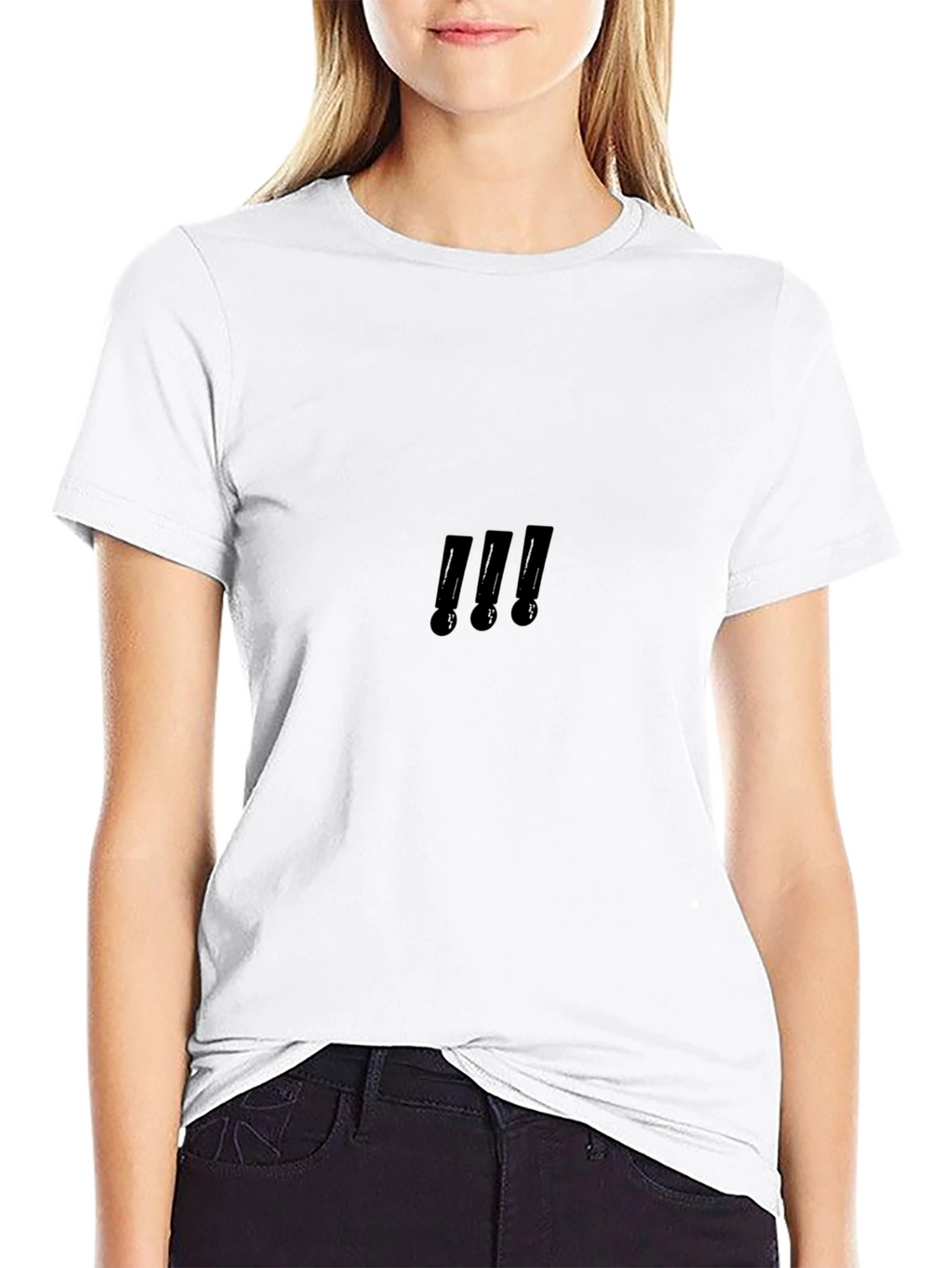 Sleek Black T-Shirt with Subtle Exclamation Mark Design