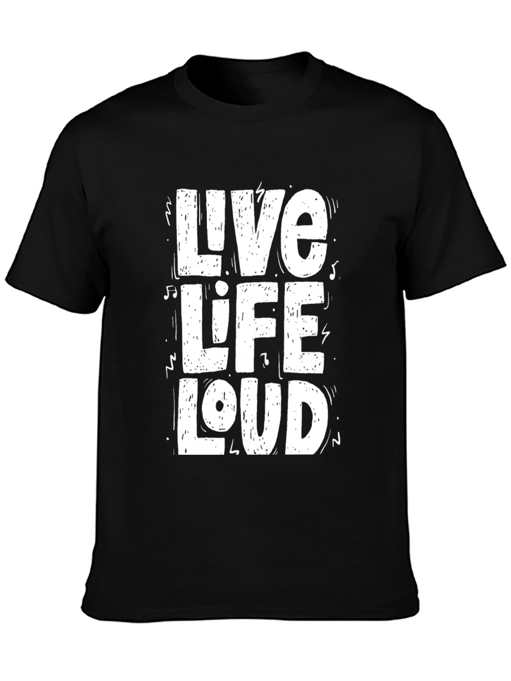 Live Life Loud Graphic Tee - Black Cotton T-Shirt