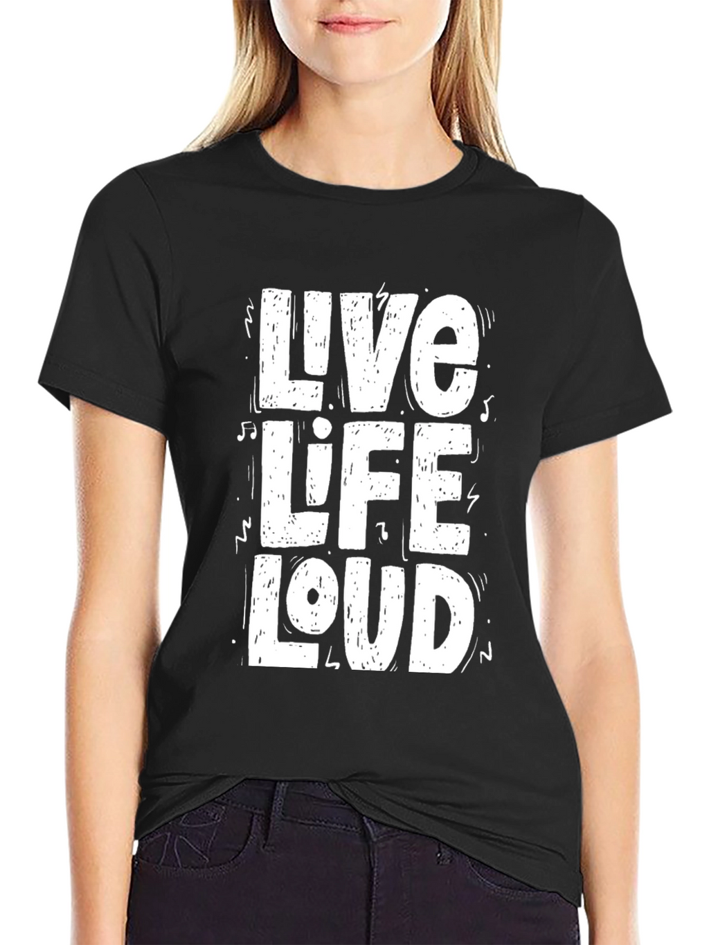 Live Life Loud Graphic Tee - Black Cotton T-Shirt