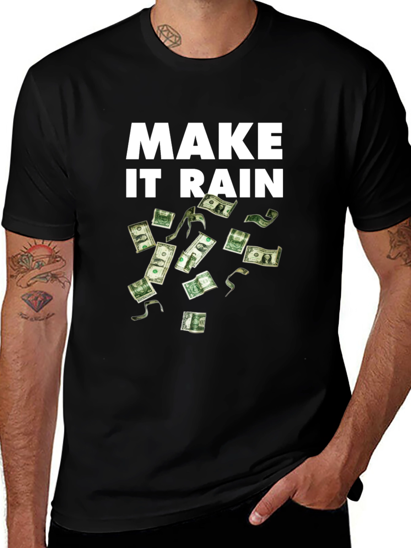 Make It Rain Black T-Shirt - Money Graphic Tee