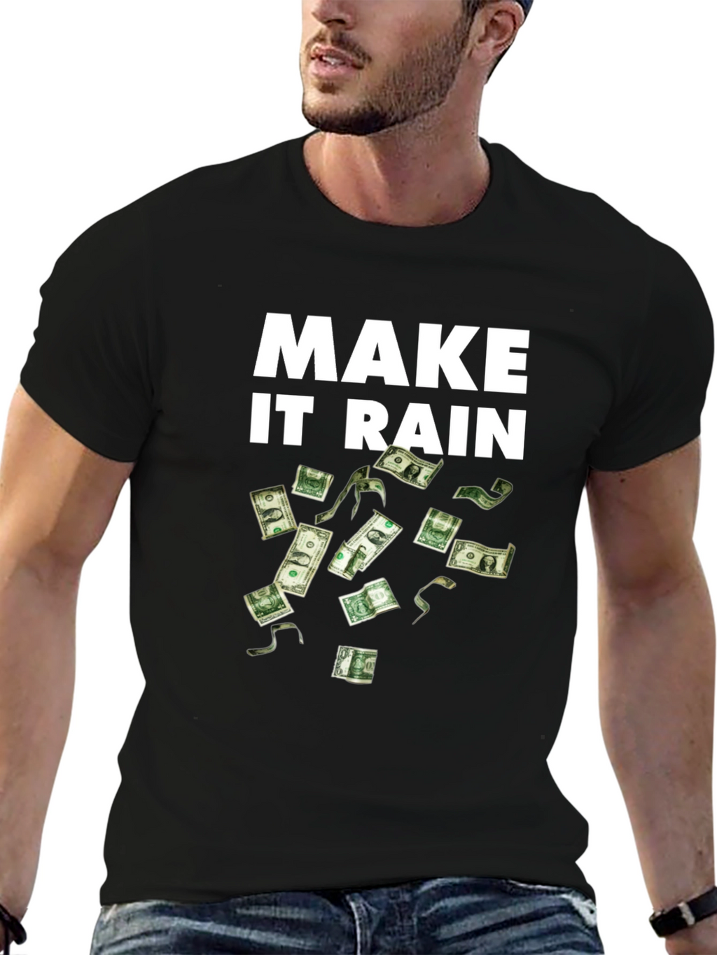Make It Rain Black T-Shirt - Money Graphic Tee