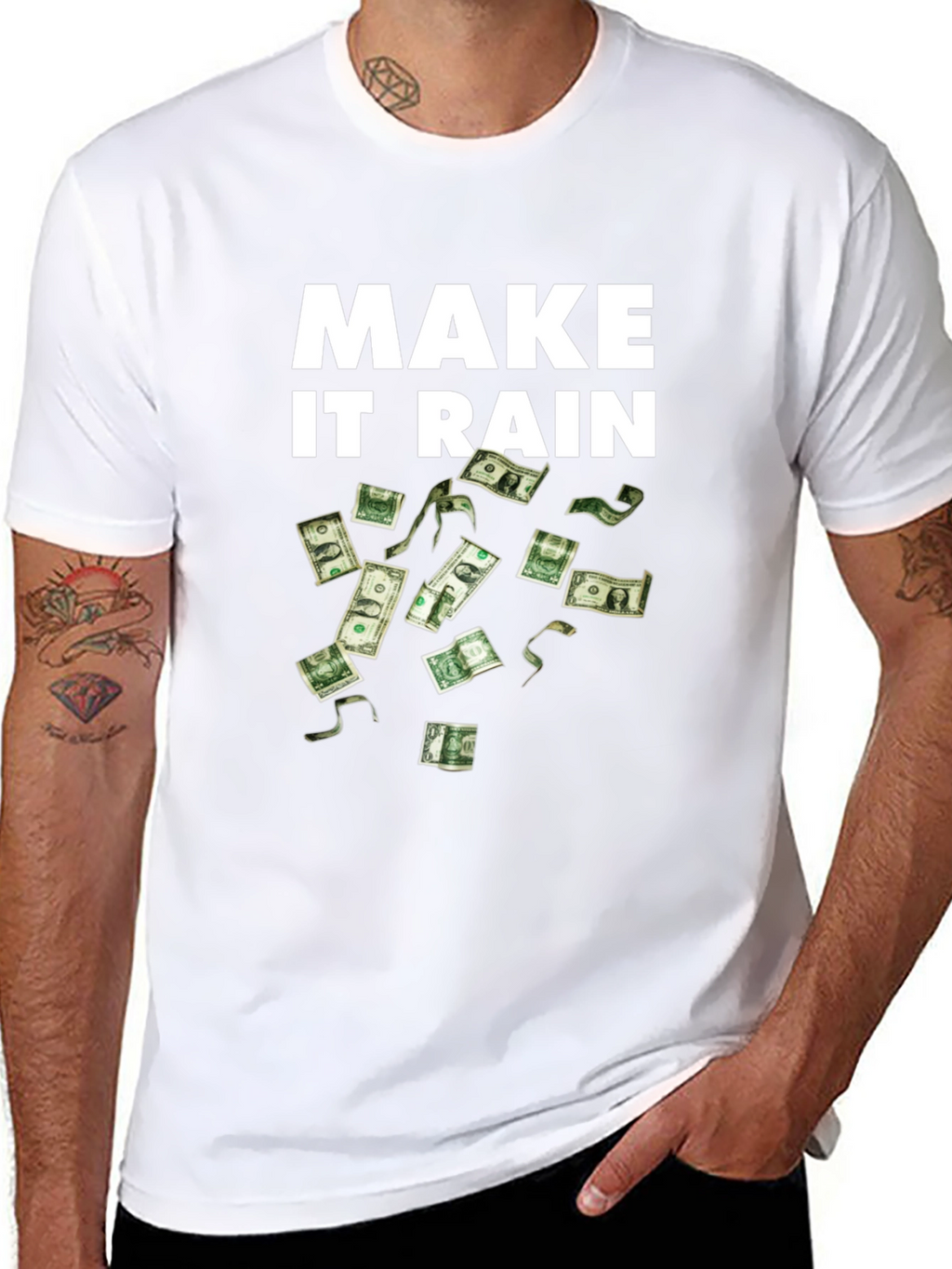 Make It Rain Black T-Shirt - Money Graphic Tee