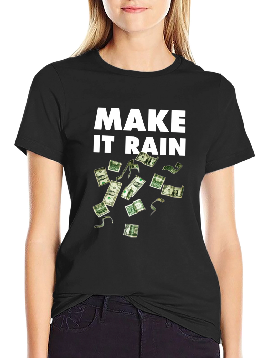 Make It Rain Black T-Shirt - Money Graphic Tee