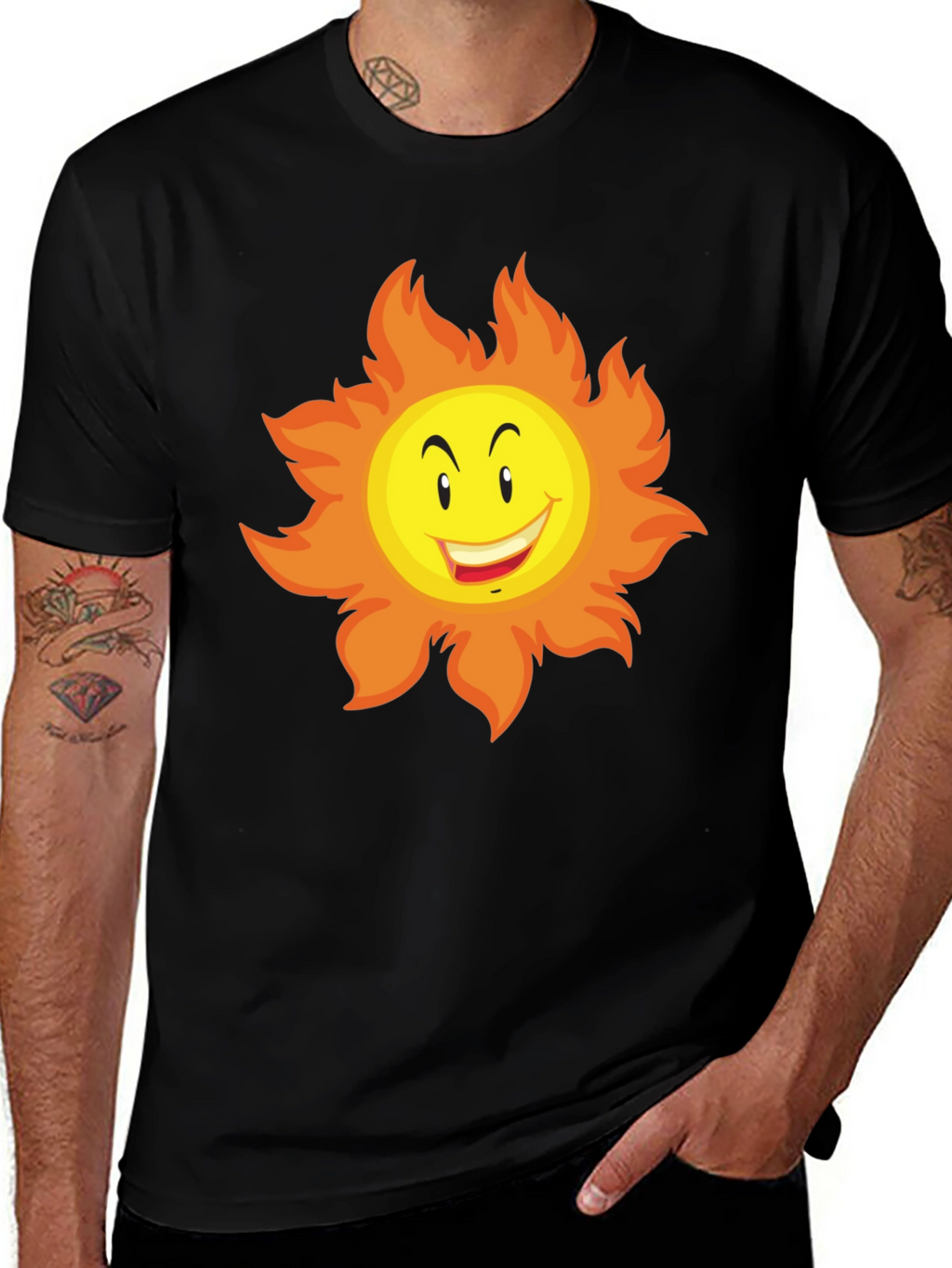 Funny Sun Graphic Tee - Black