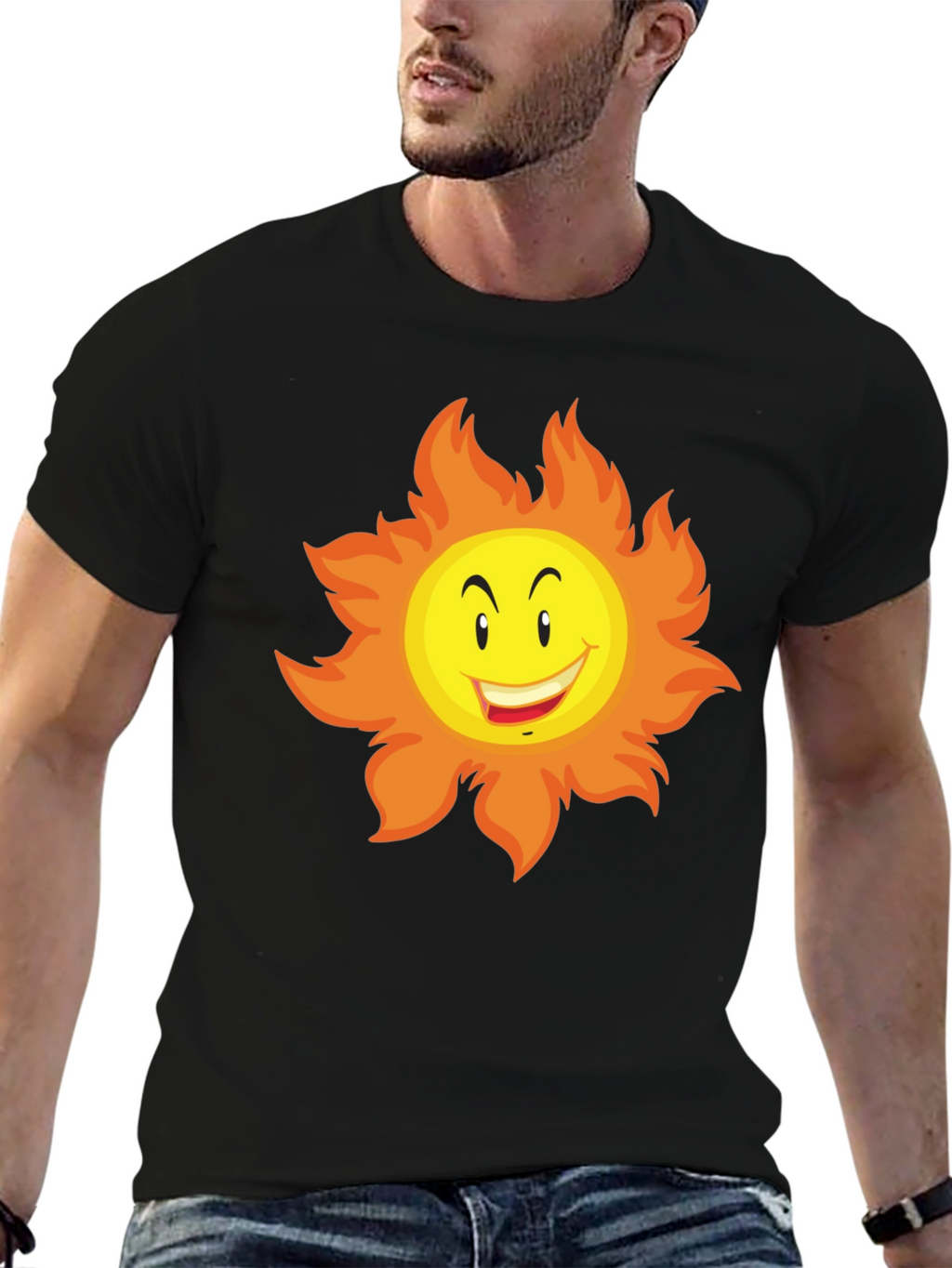 Funny Sun Graphic Tee - Black