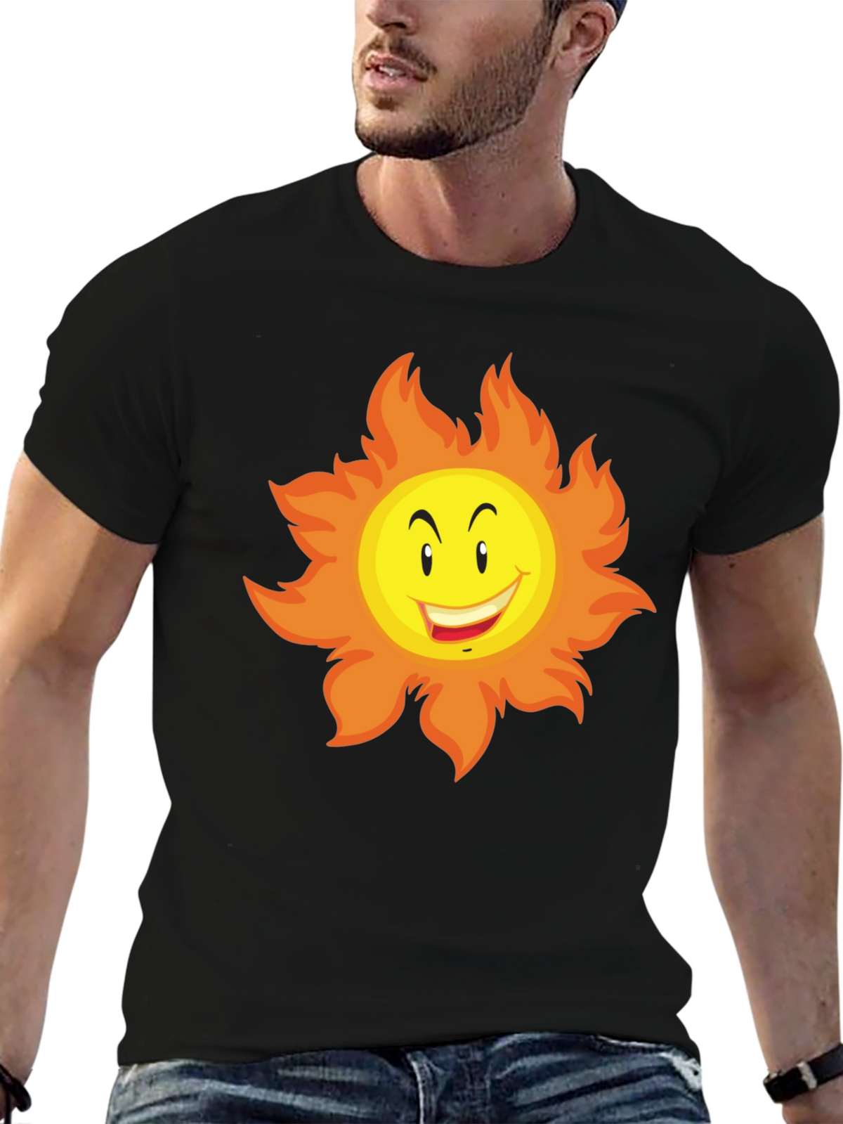 Funny Sun Graphic Tee - Black