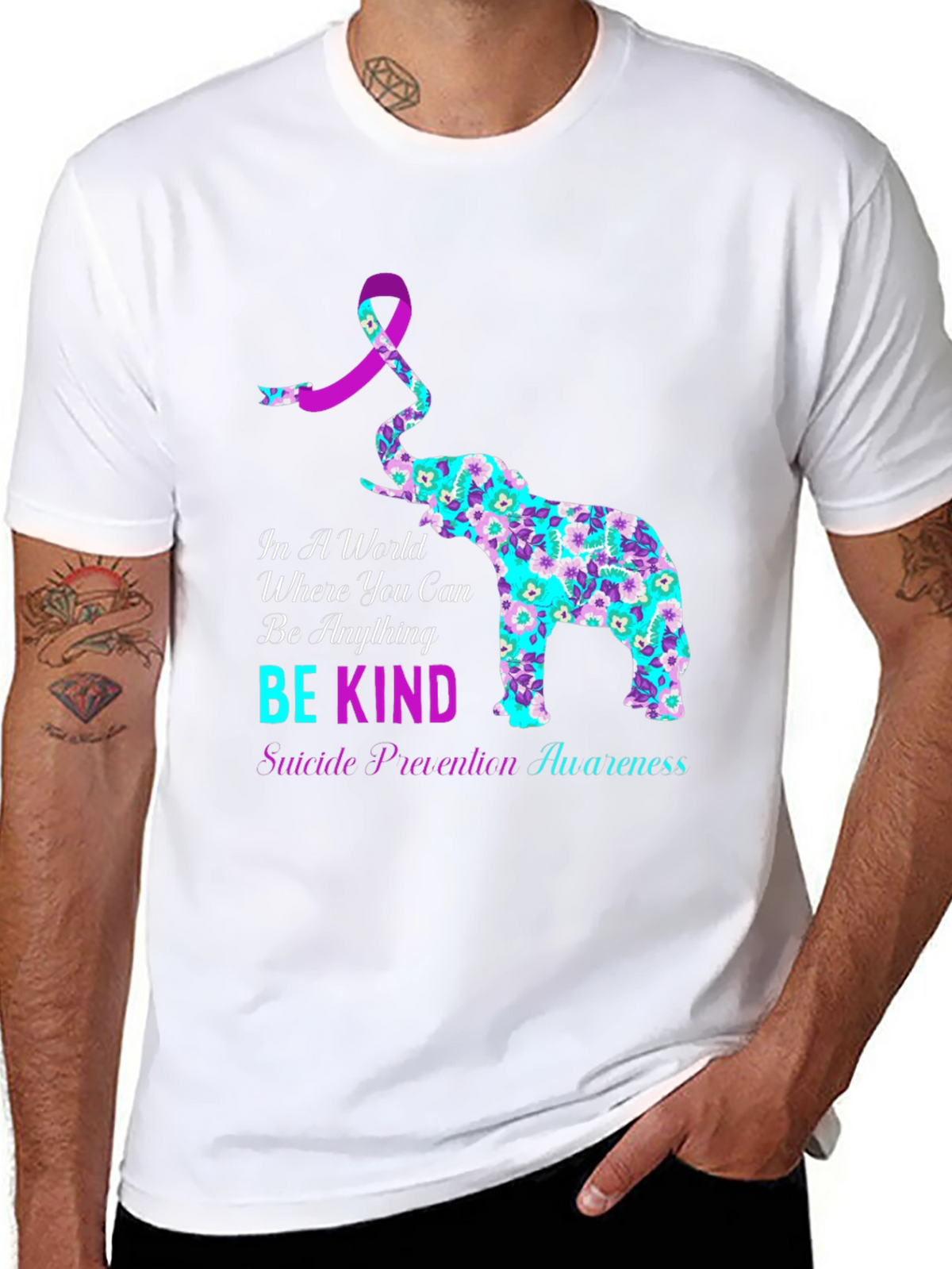 Be Kind Suicide Awareness Elephant Graphic Tee
