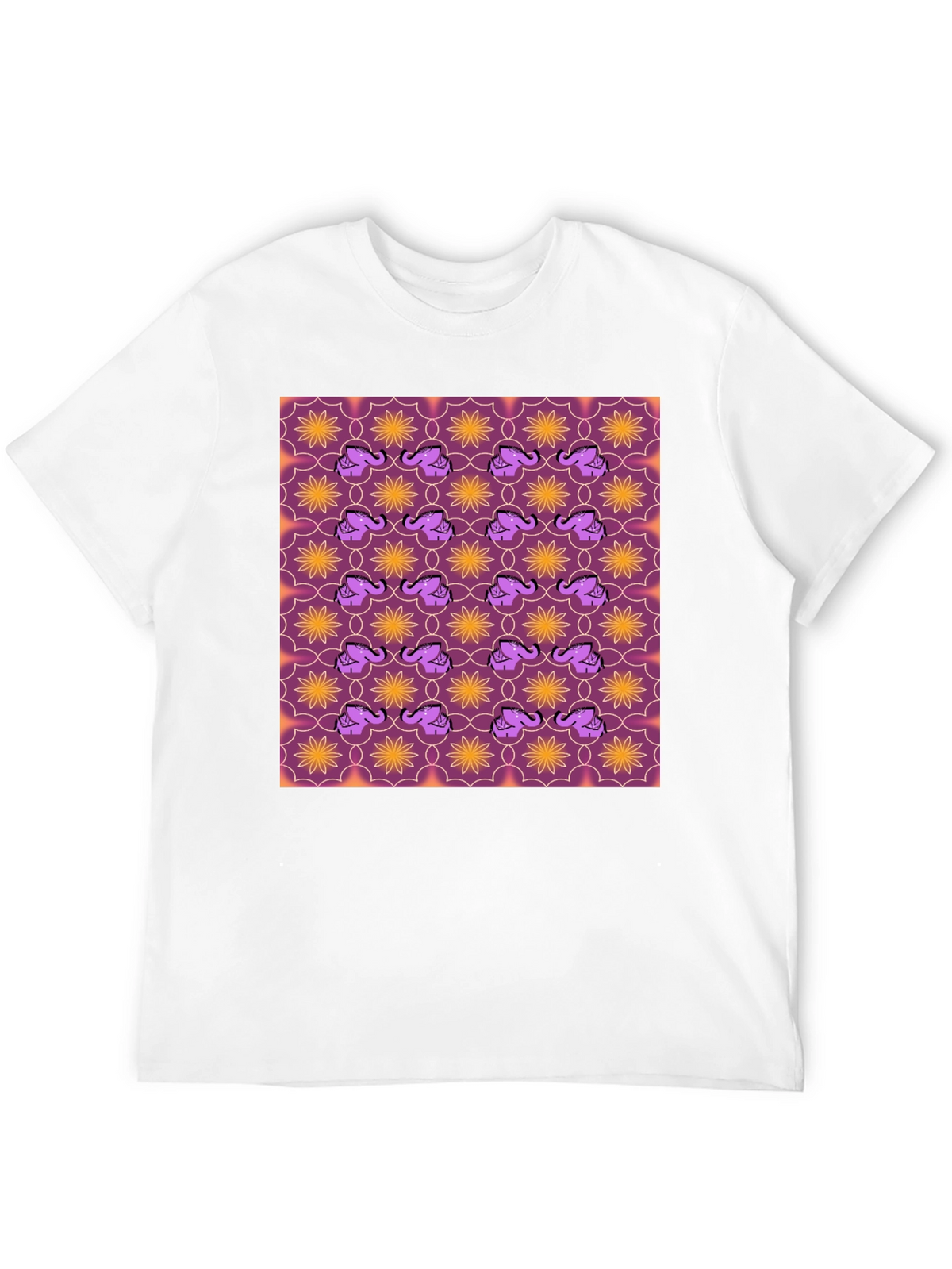 Elephant & Flower Pattern Graphic Tee