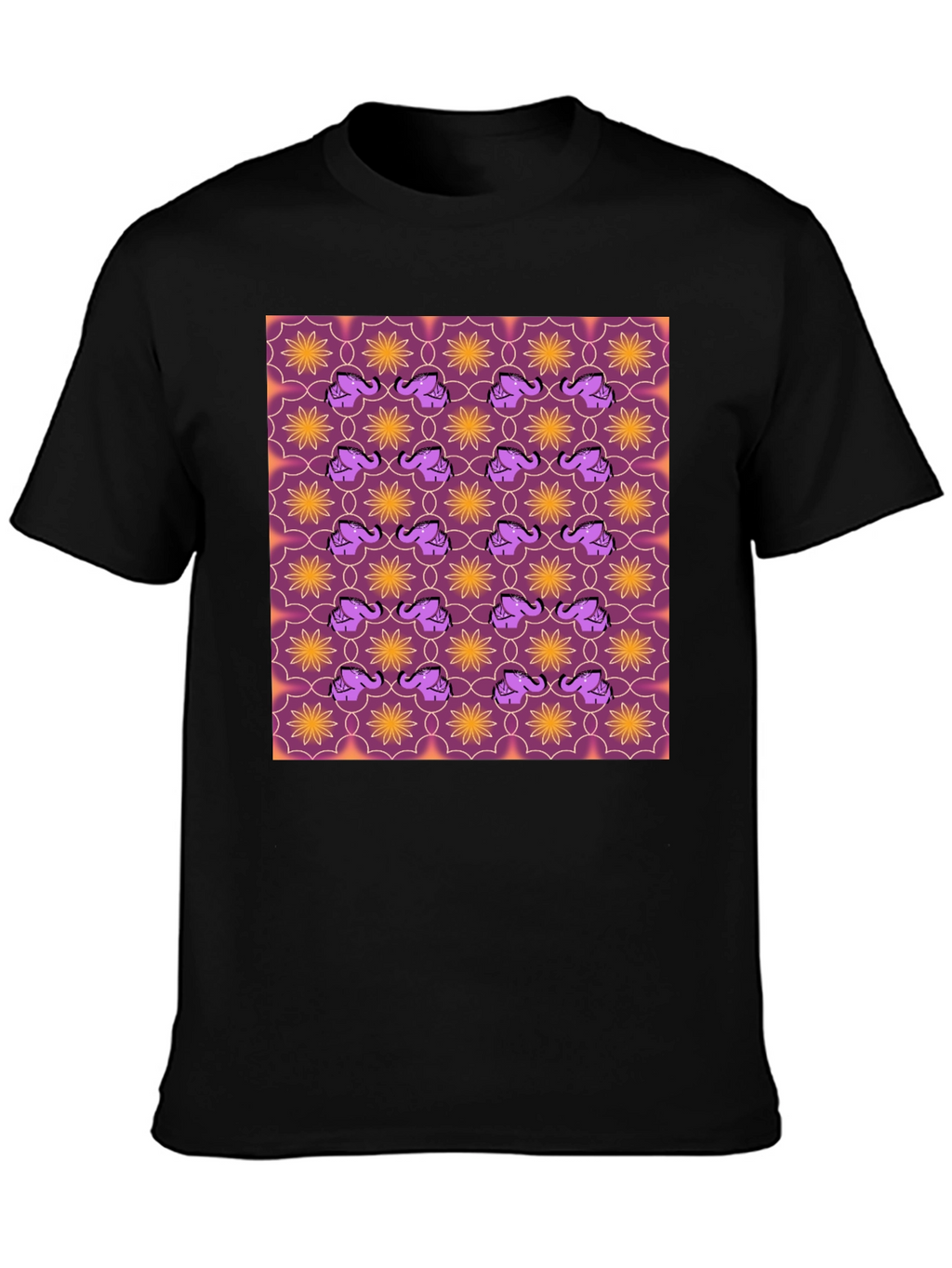 Elephant & Flower Pattern Graphic Tee
