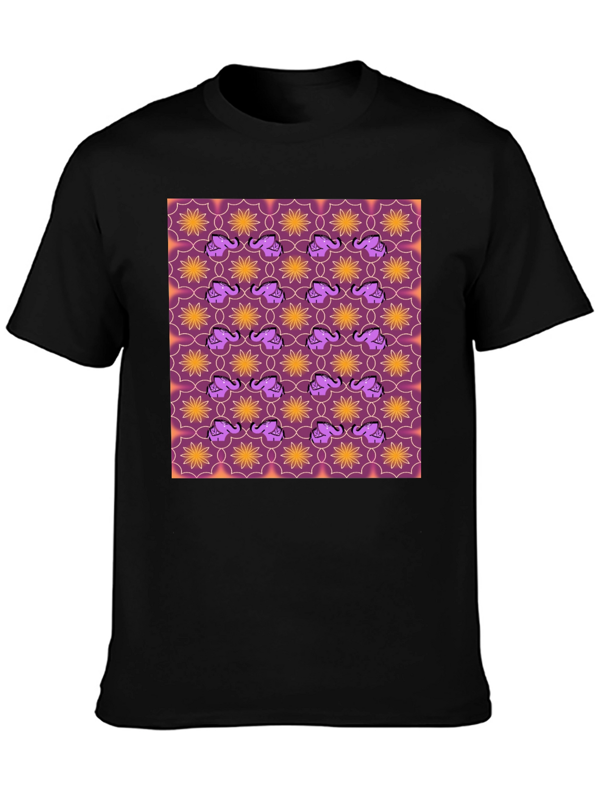 Elephant & Flower Pattern Graphic Tee