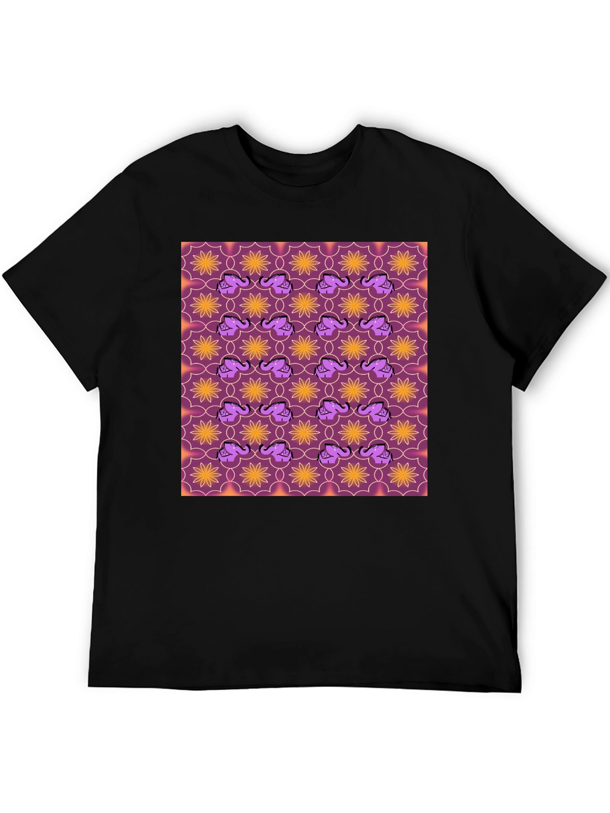 Elephant & Flower Pattern Graphic Tee