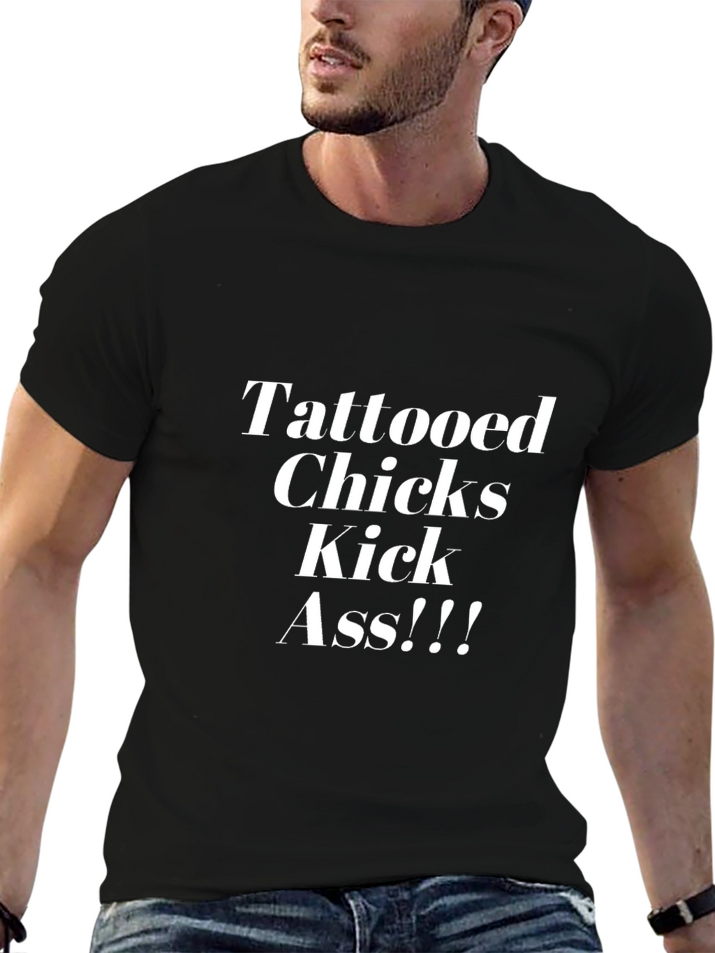 Tattooed Chicks Kick Ass Black Graphic Tee