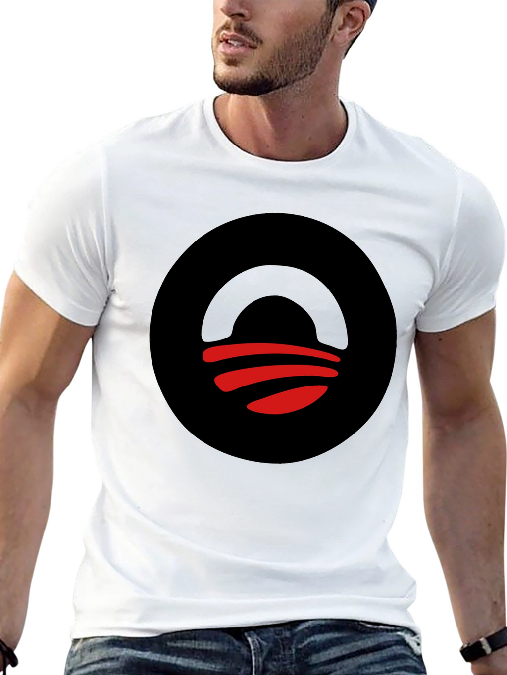 Abstract Graphic Tee - Black Circle Design T-Shirt