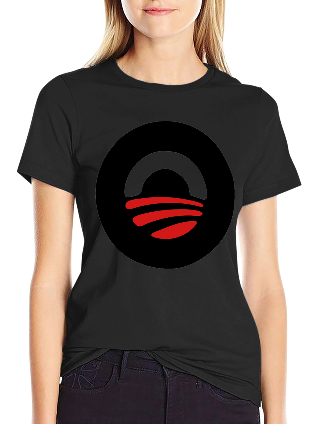 Abstract Graphic Tee - Black Circle Design T-Shirt