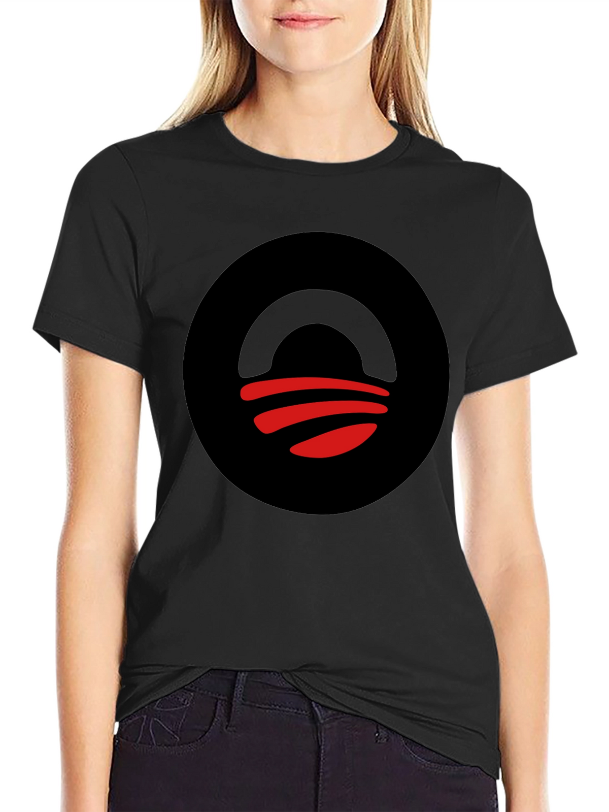 Abstract Graphic Tee - Black Circle Design T-Shirt