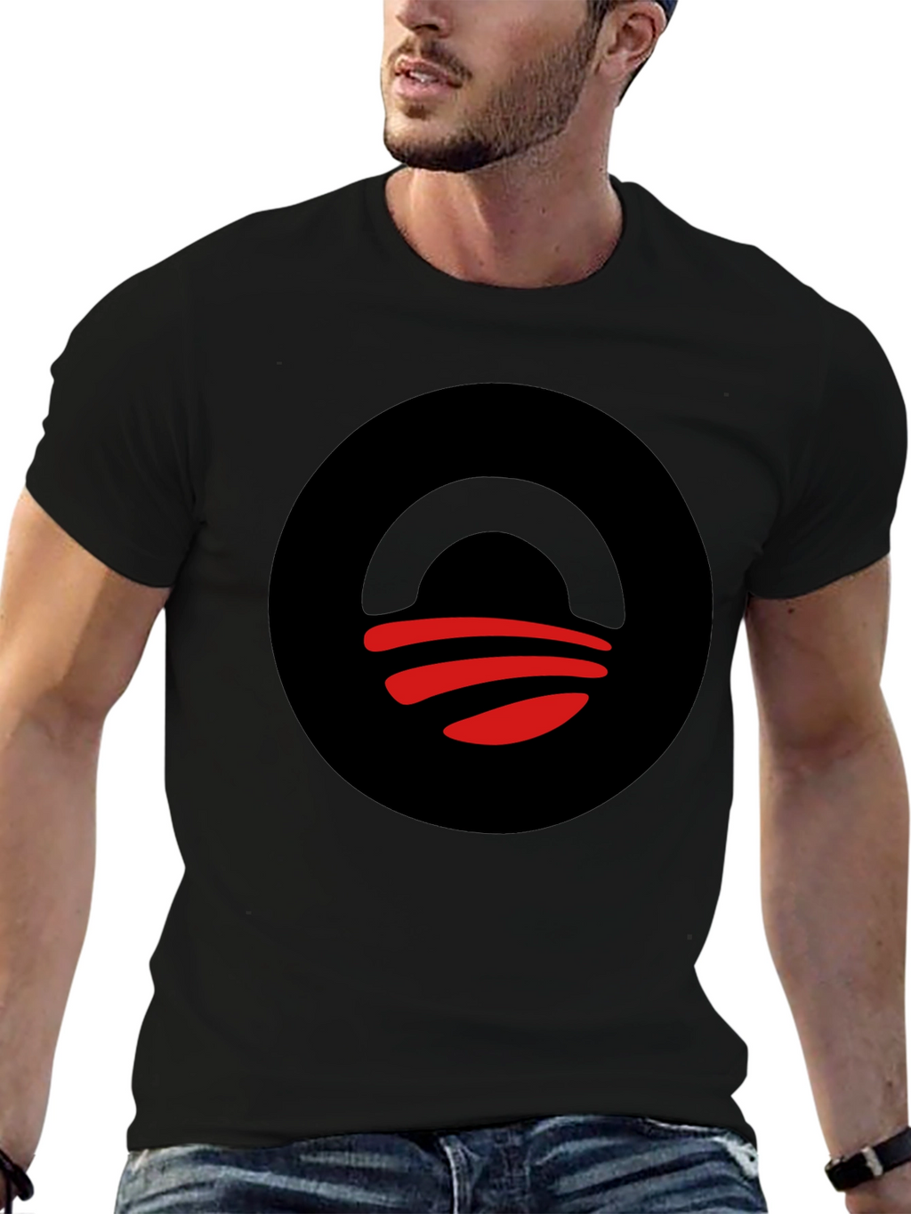 Abstract Graphic Tee - Black Circle Design T-Shirt