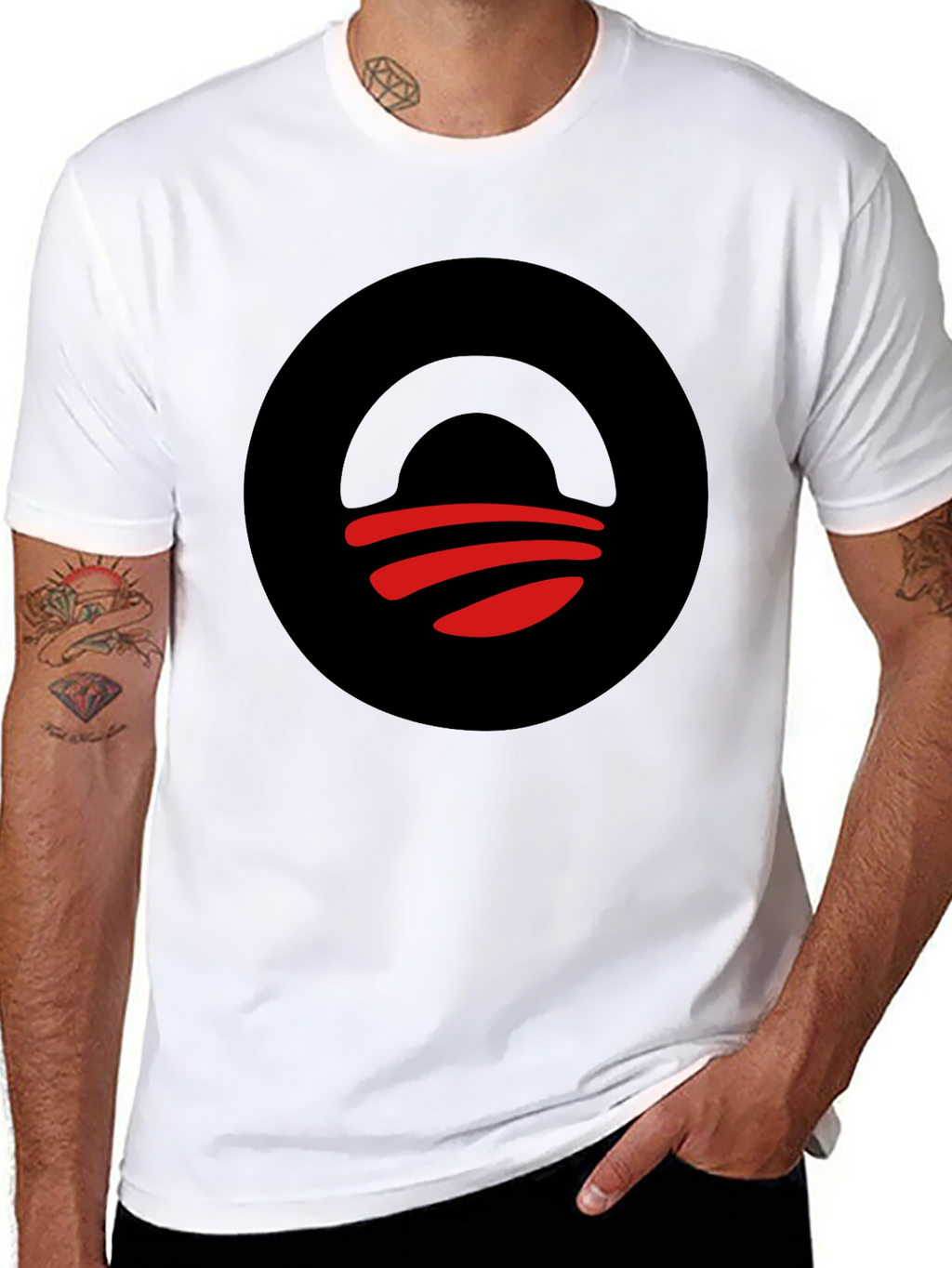 Abstract Graphic Tee - Black Circle Design T-Shirt