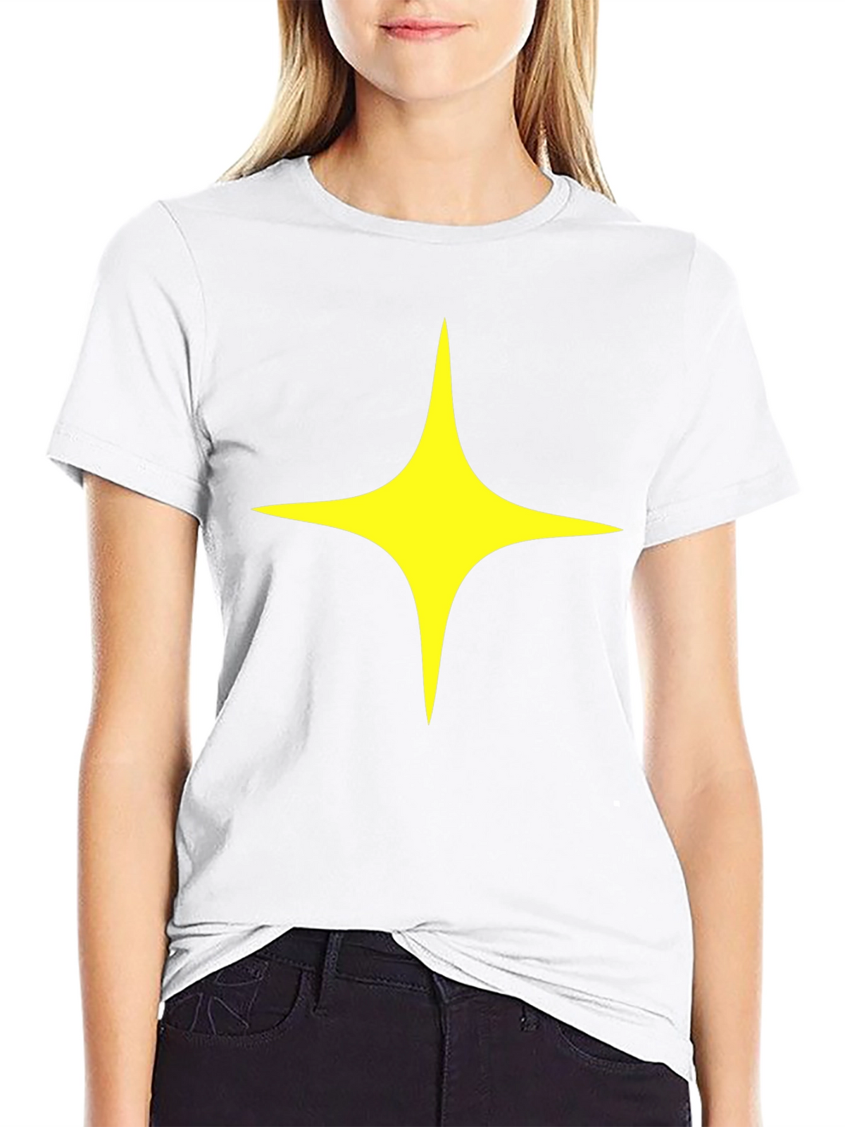 Black T-Shirt with Yellow Star Design