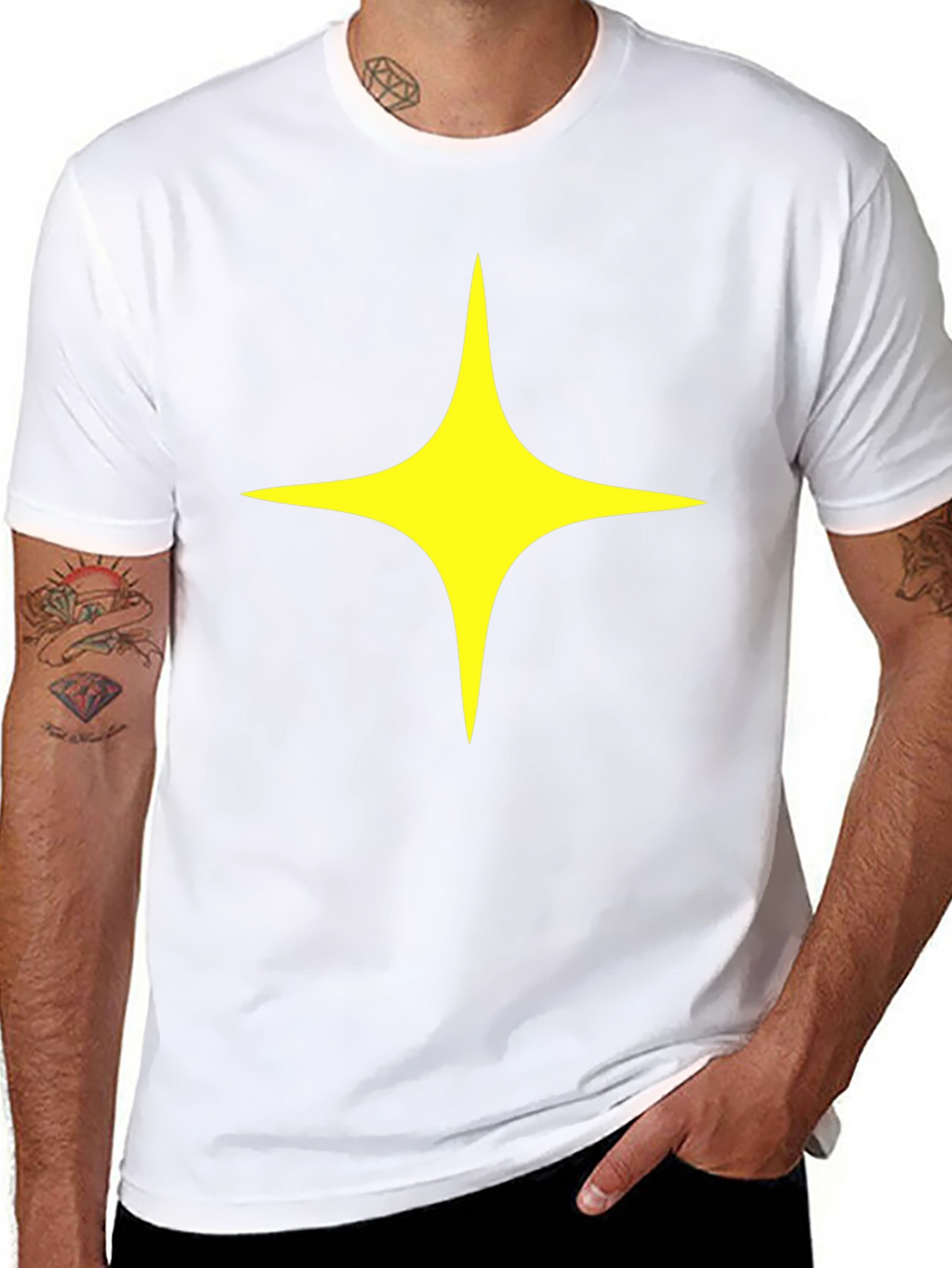 Black T-Shirt with Yellow Star Design