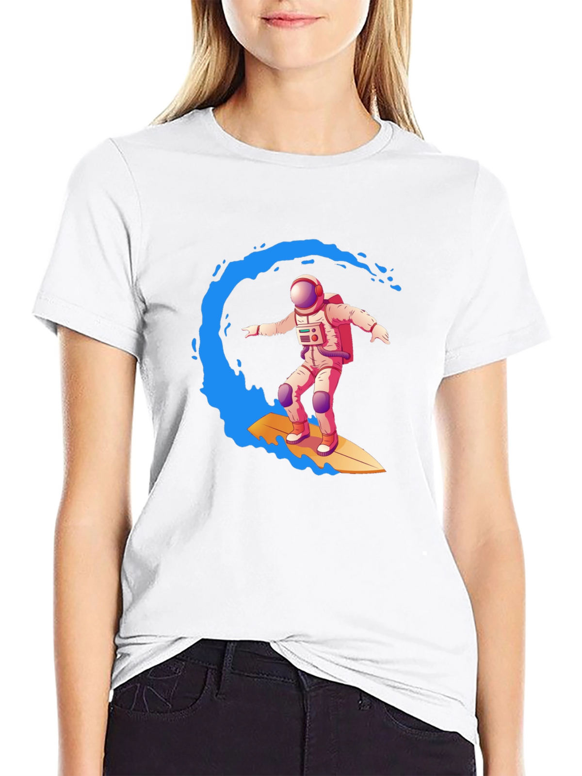 Astronaut Surfing Graphic Tee - Outer Space Wave