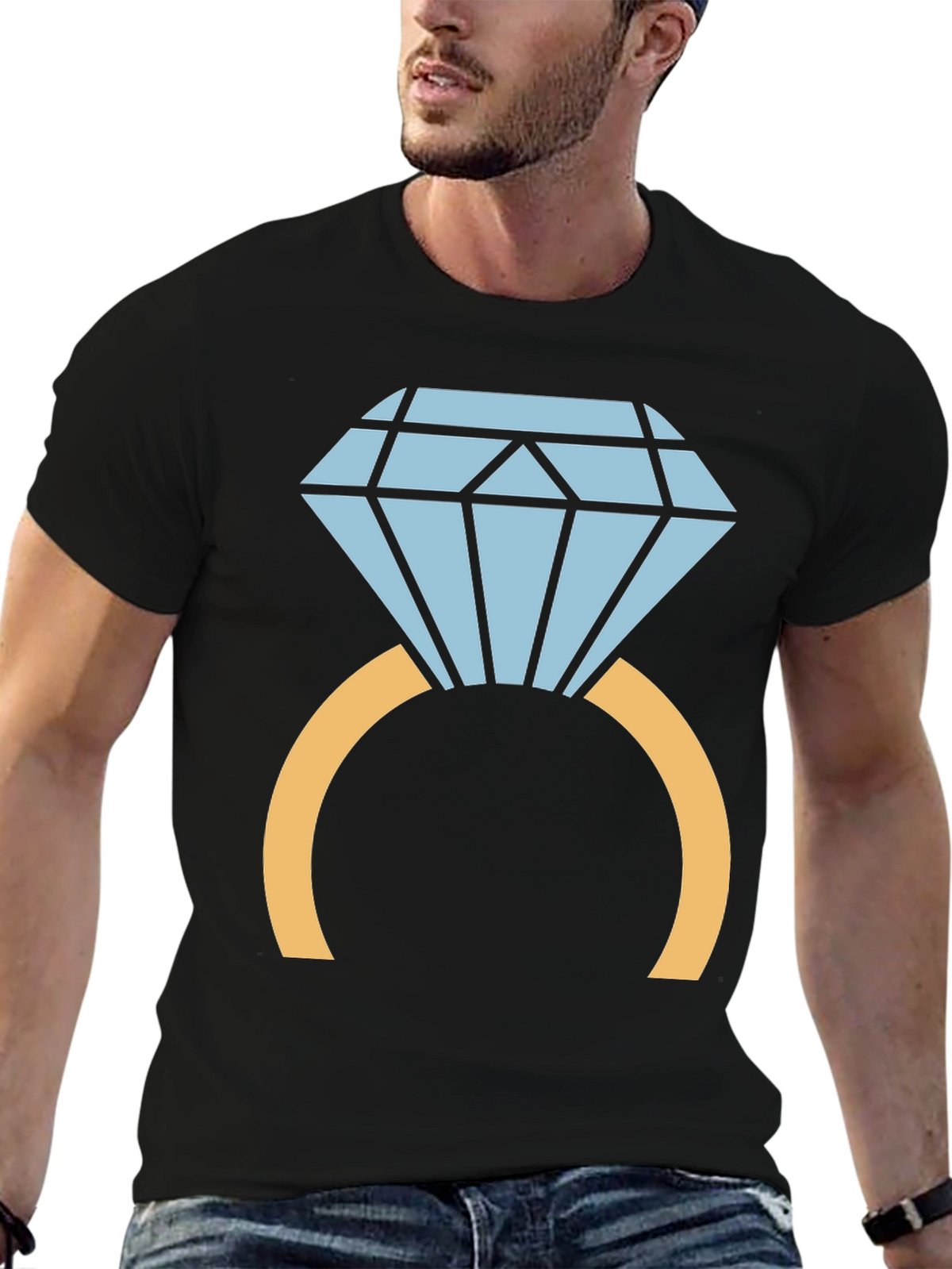 Diamond Ring Graphic Tee - Stylish Black T-Shirt